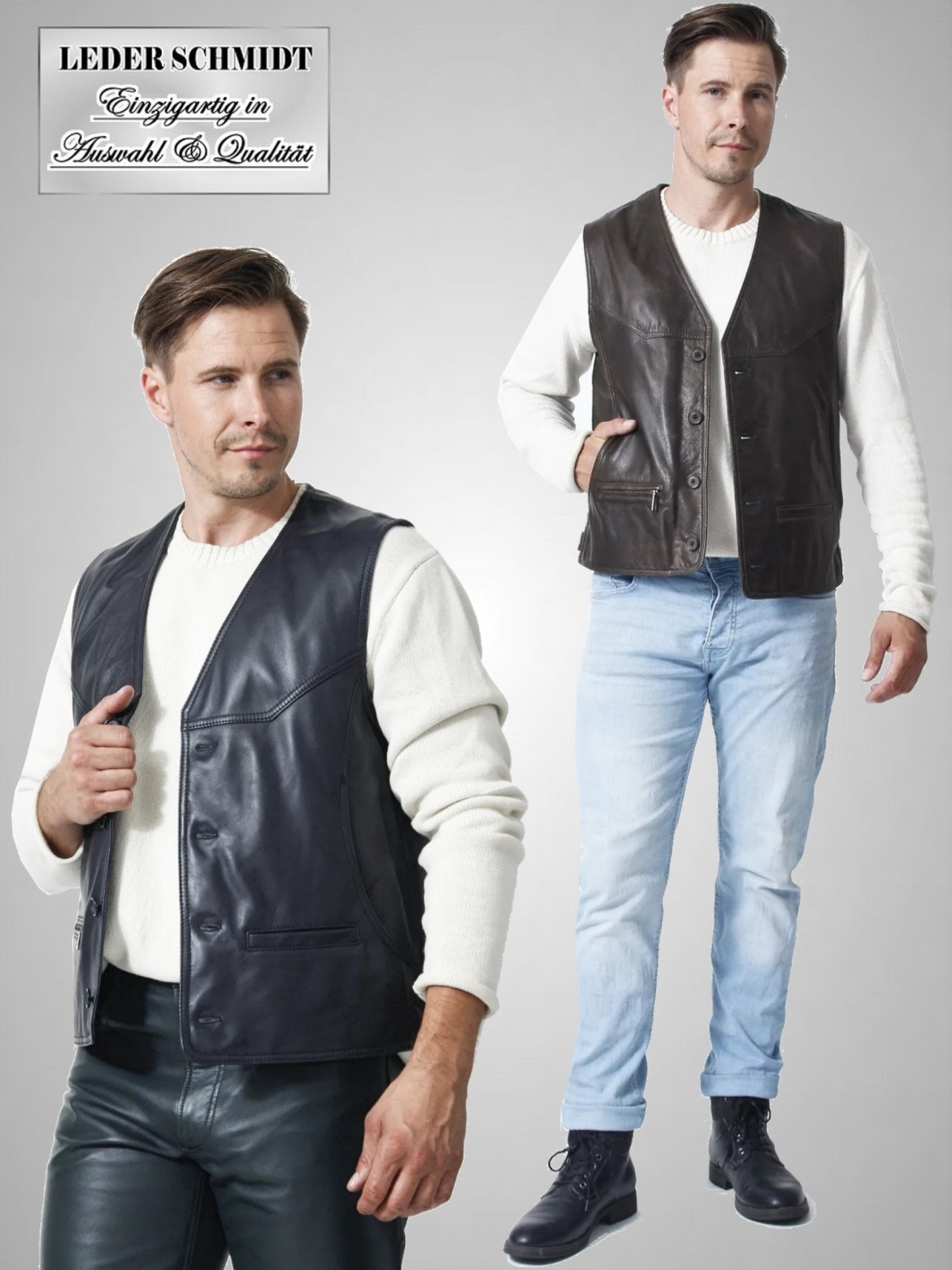 Lederweste für Herren mit knöpfe
