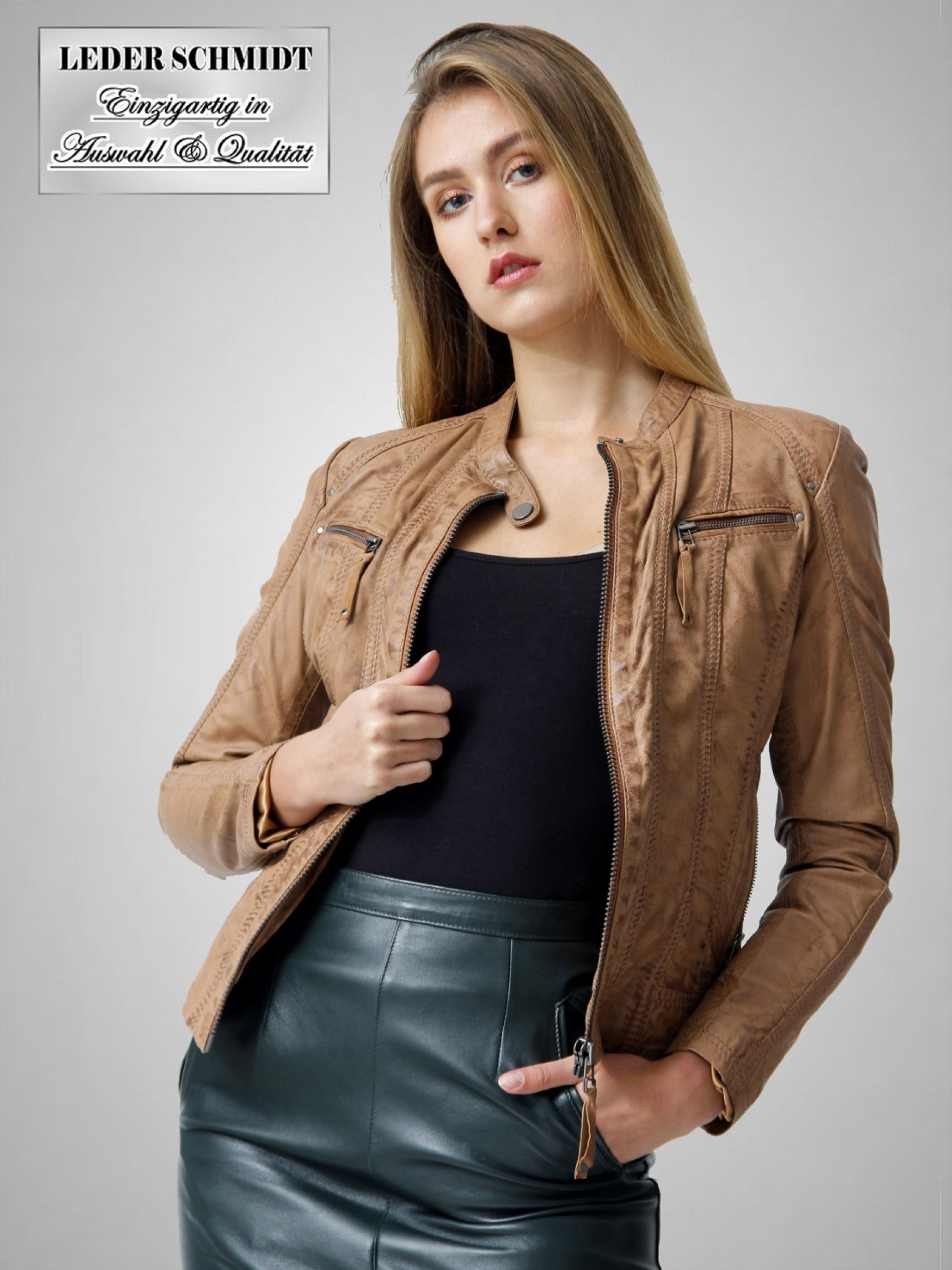 kurze Damen Biker Lederjacke