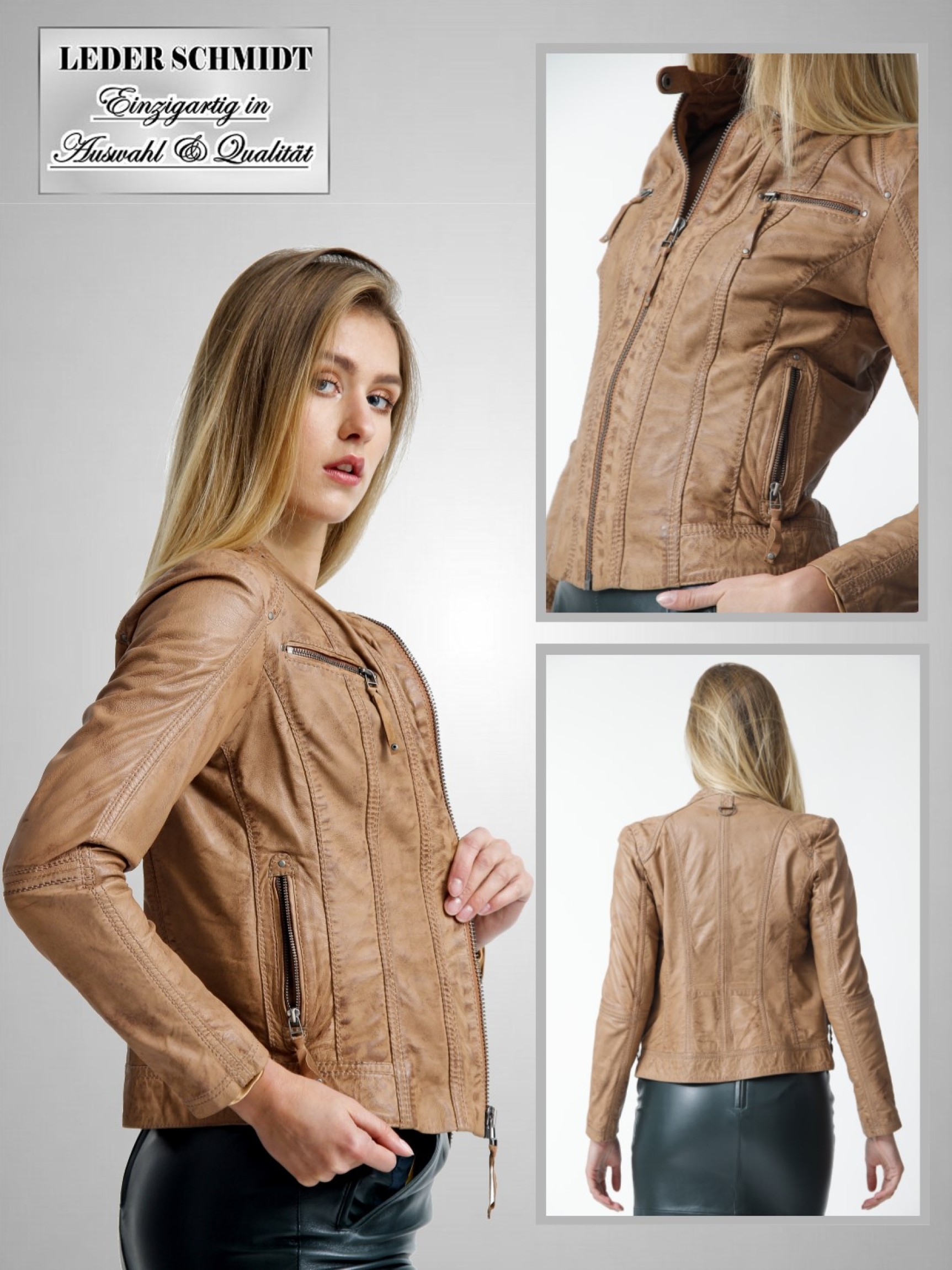 kurze Damen Biker Lederjacke