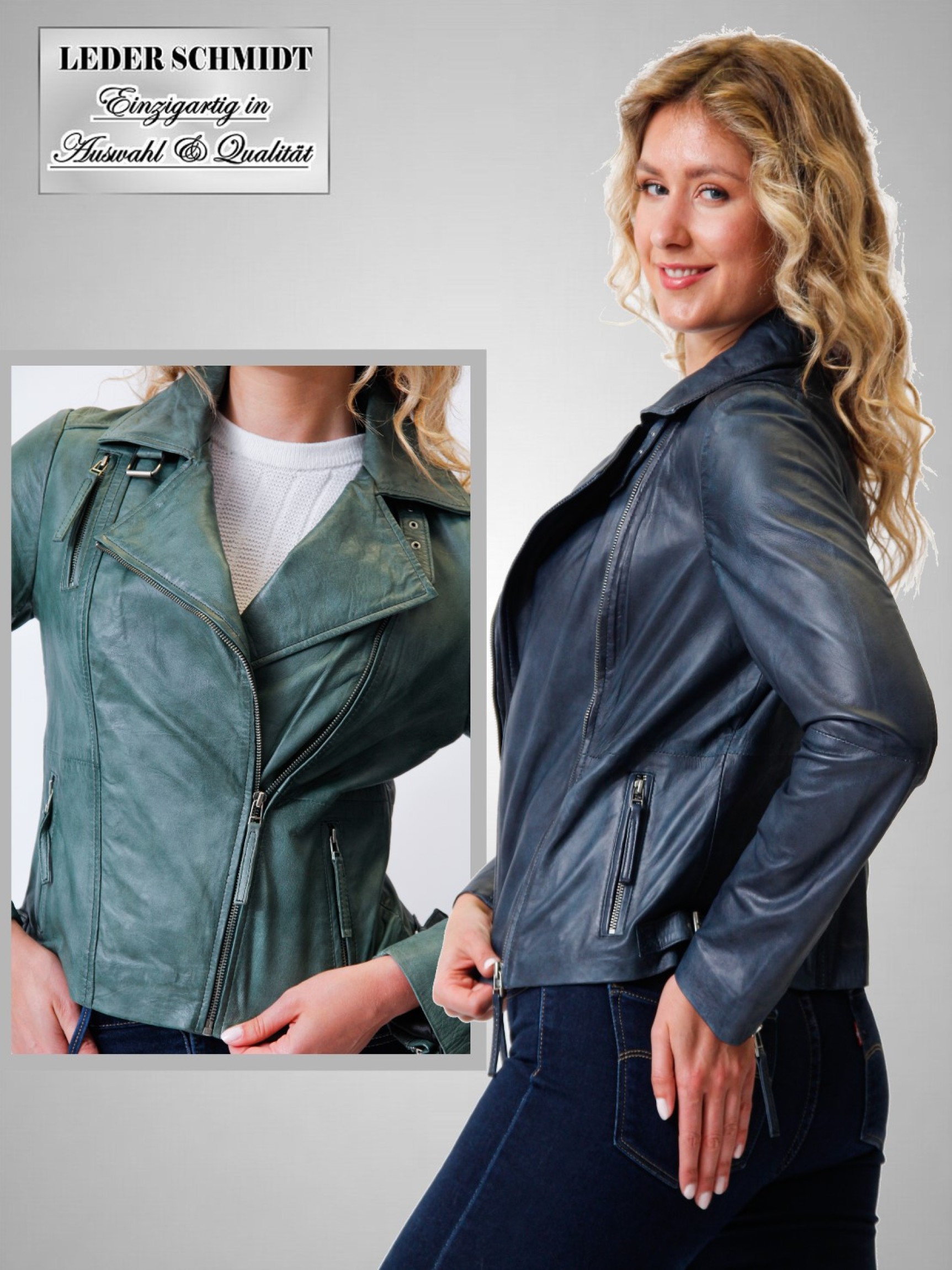 kurze Damen Lederjacke vintage Motorrad-style