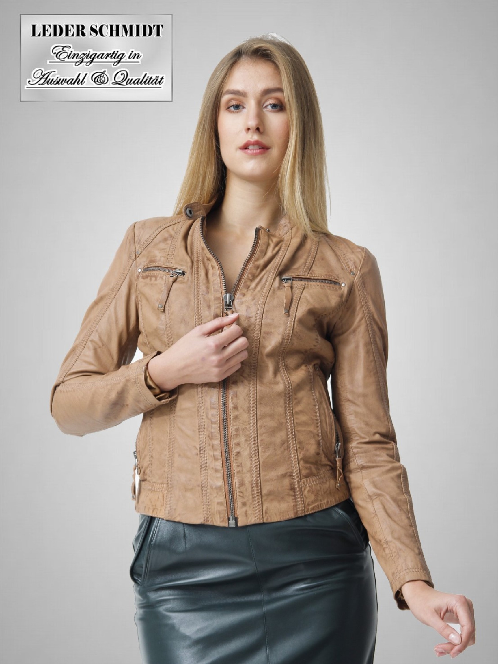 kurze Damen Biker Lederjacke