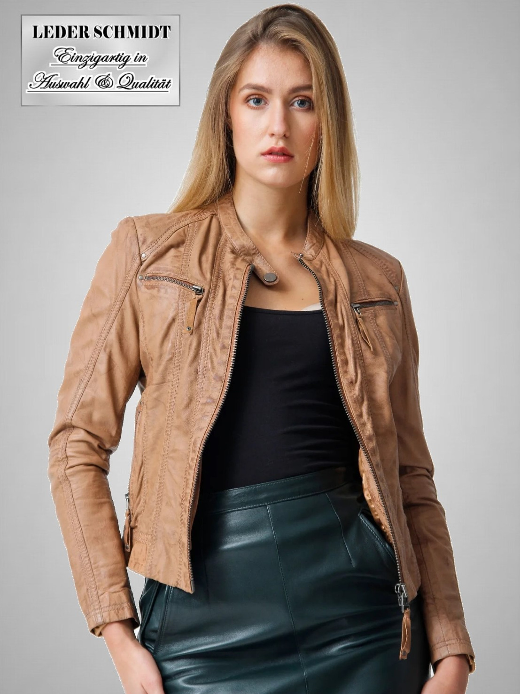kurze Damen Biker Lederjacke