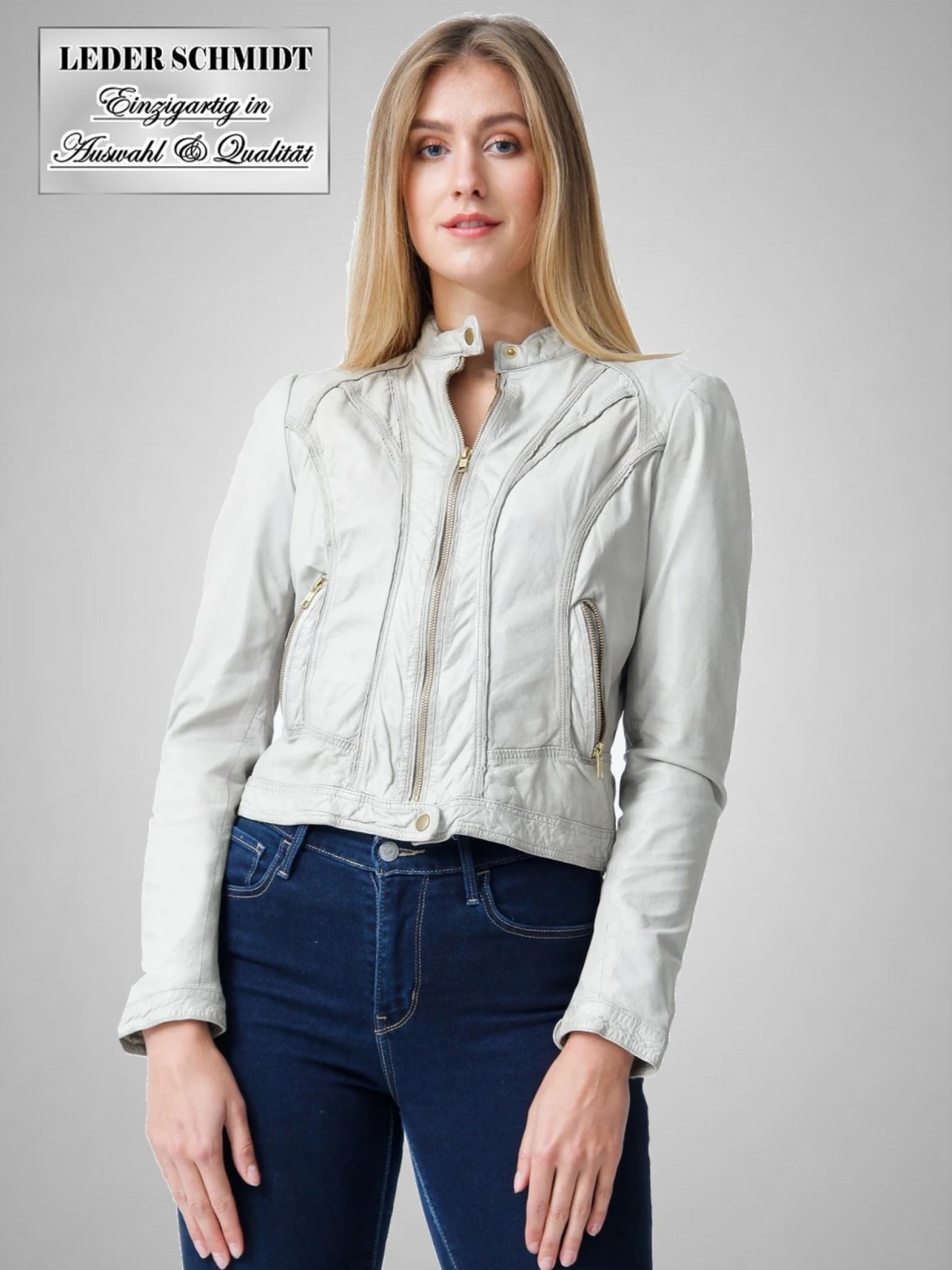 Lederjacke Damen Kurz hell