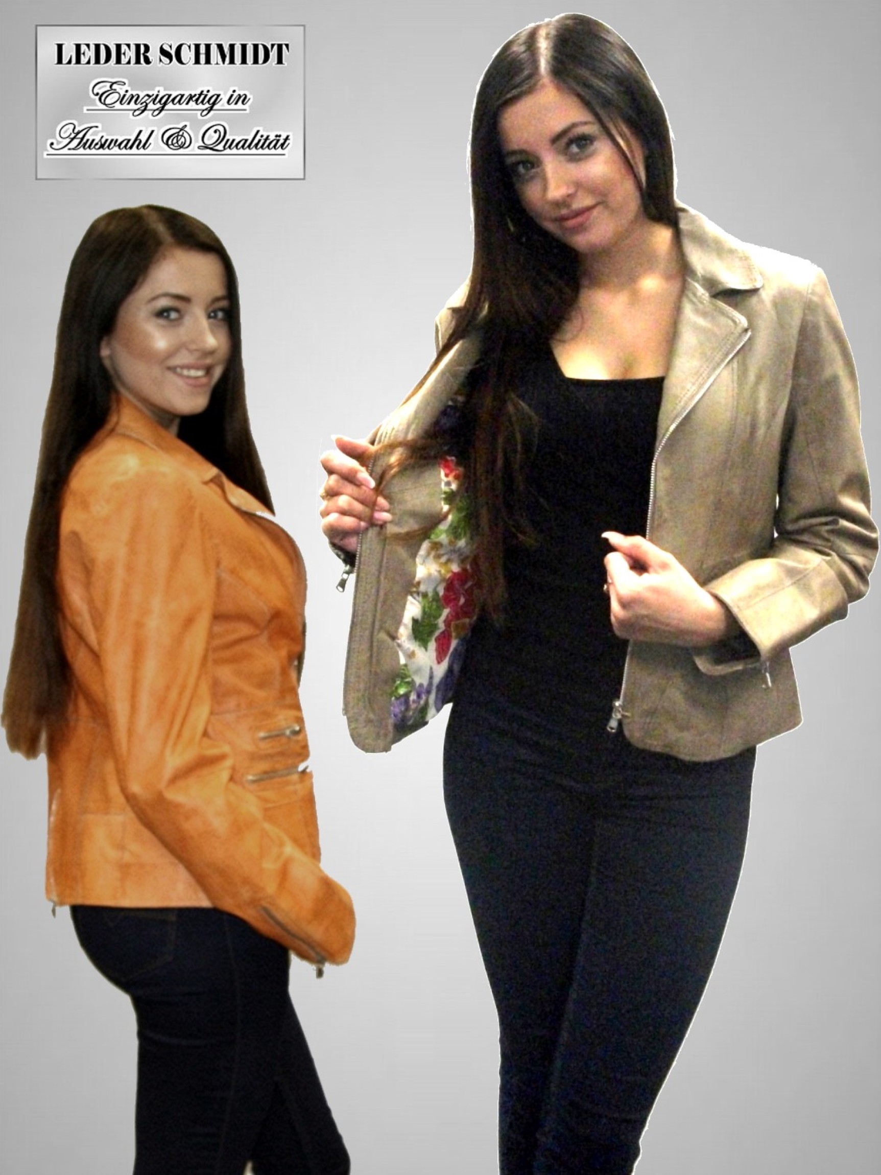 kurze Damen Lederjacke kurz orange