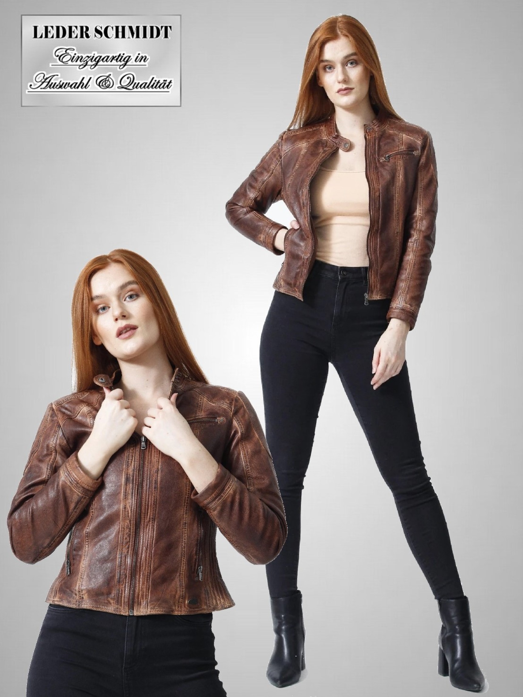 kurze Damen Biker Lederjacke