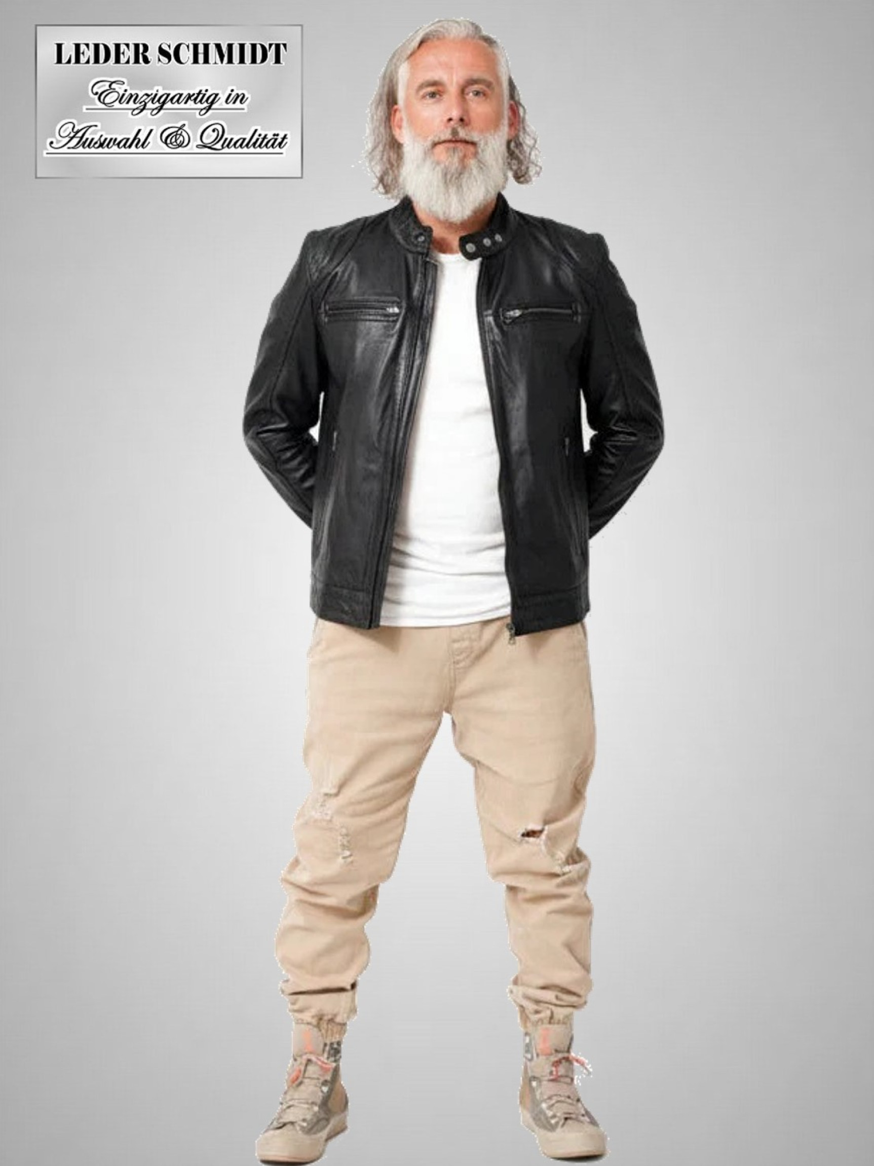 hochwertige sportliche Herren Lederjacke