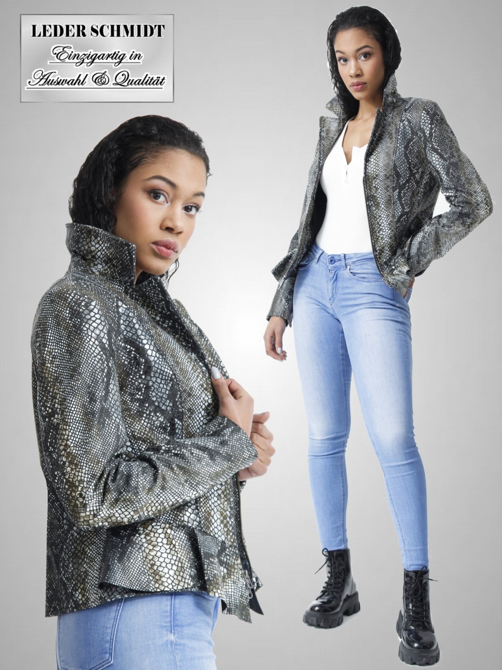 extravagante Damen-Lederjacke kurz