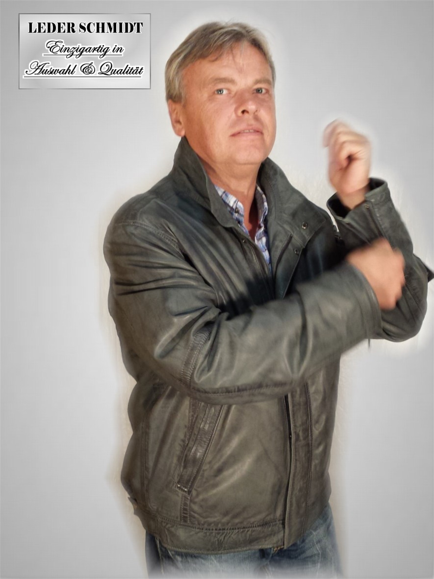 graue Herren Lederjacke kurz