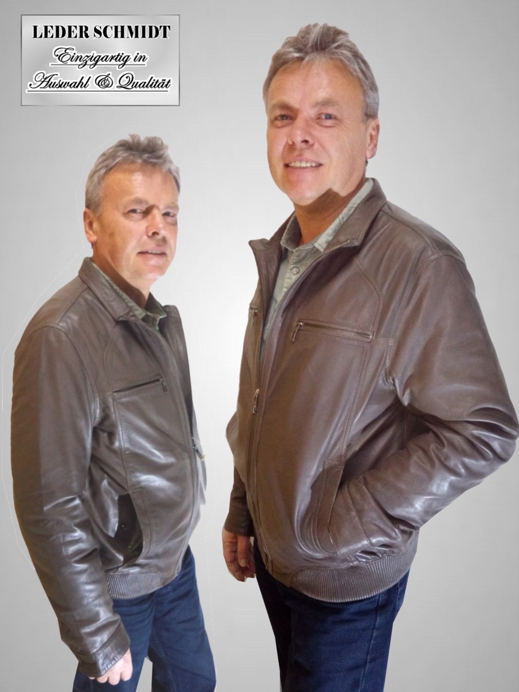 leichte echte Herren Lederjacke Blouson grau