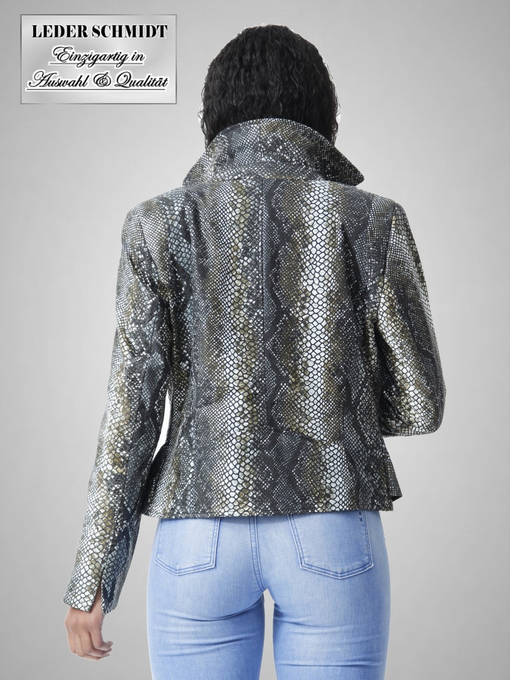 kurze schicke Damenlederjacke schlangenmuster