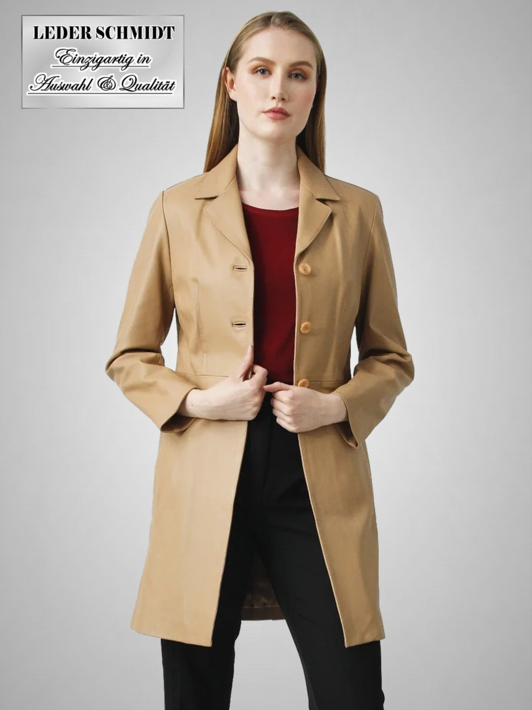 Damen Leder Kurzmantel