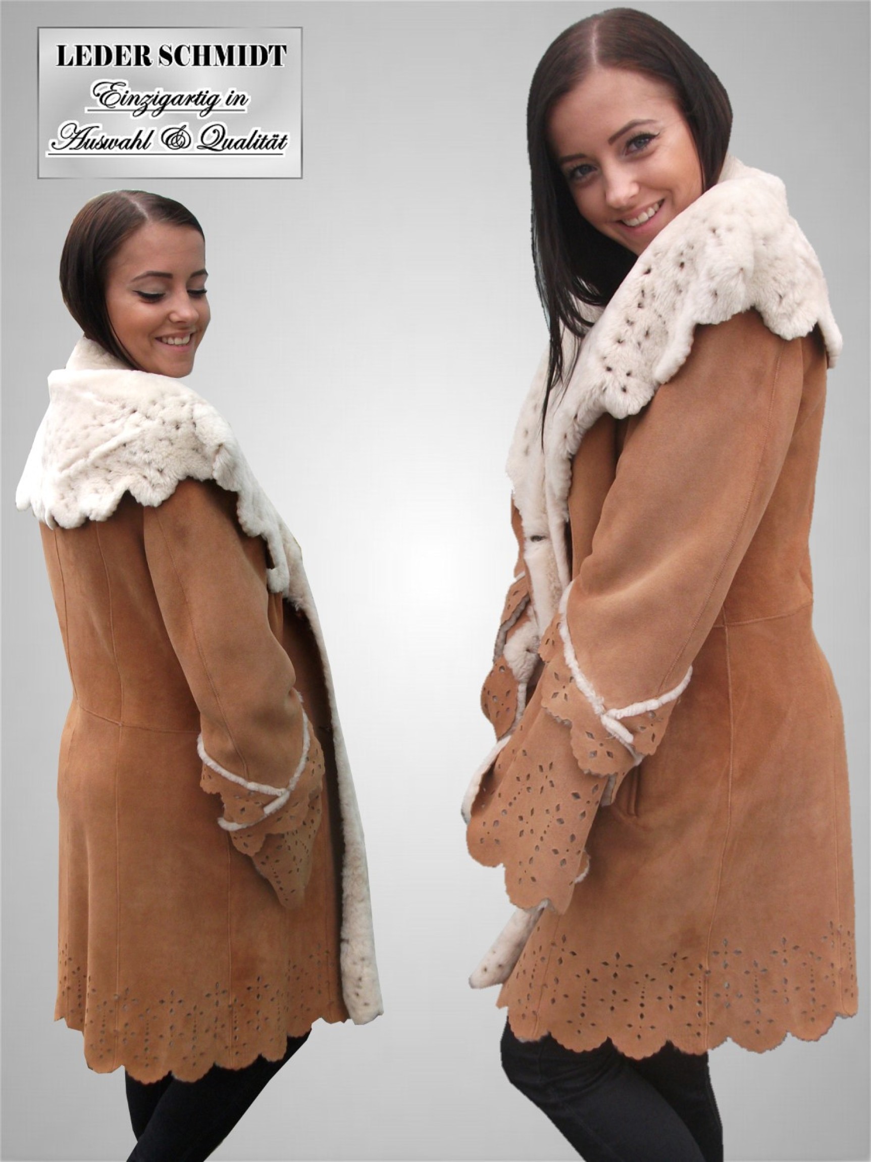 lange Damen Lammfelljacke