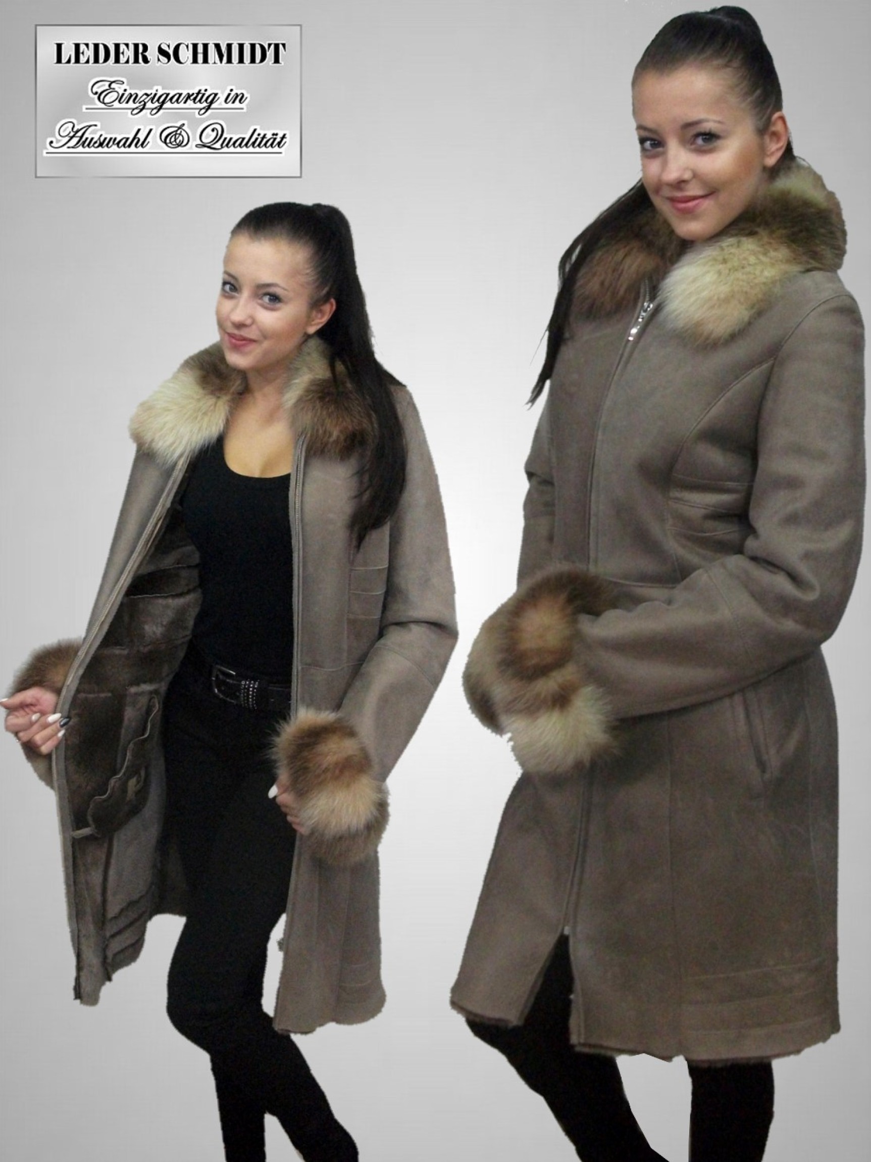 Längere Damen Lammfelljacke