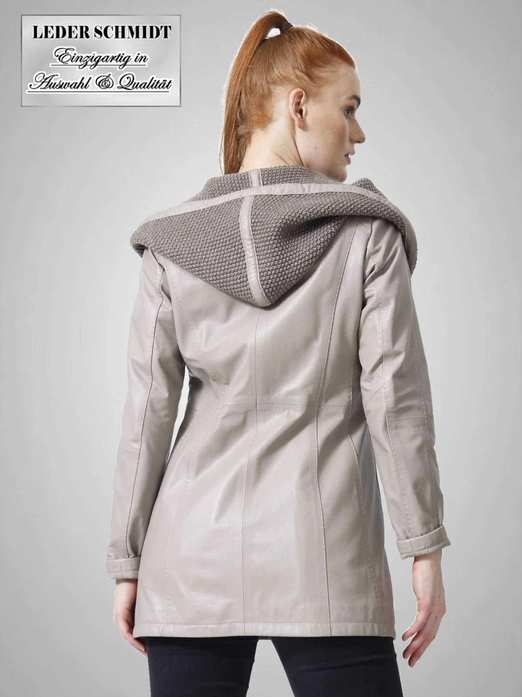 Damen Lederjacke mit Kapuze