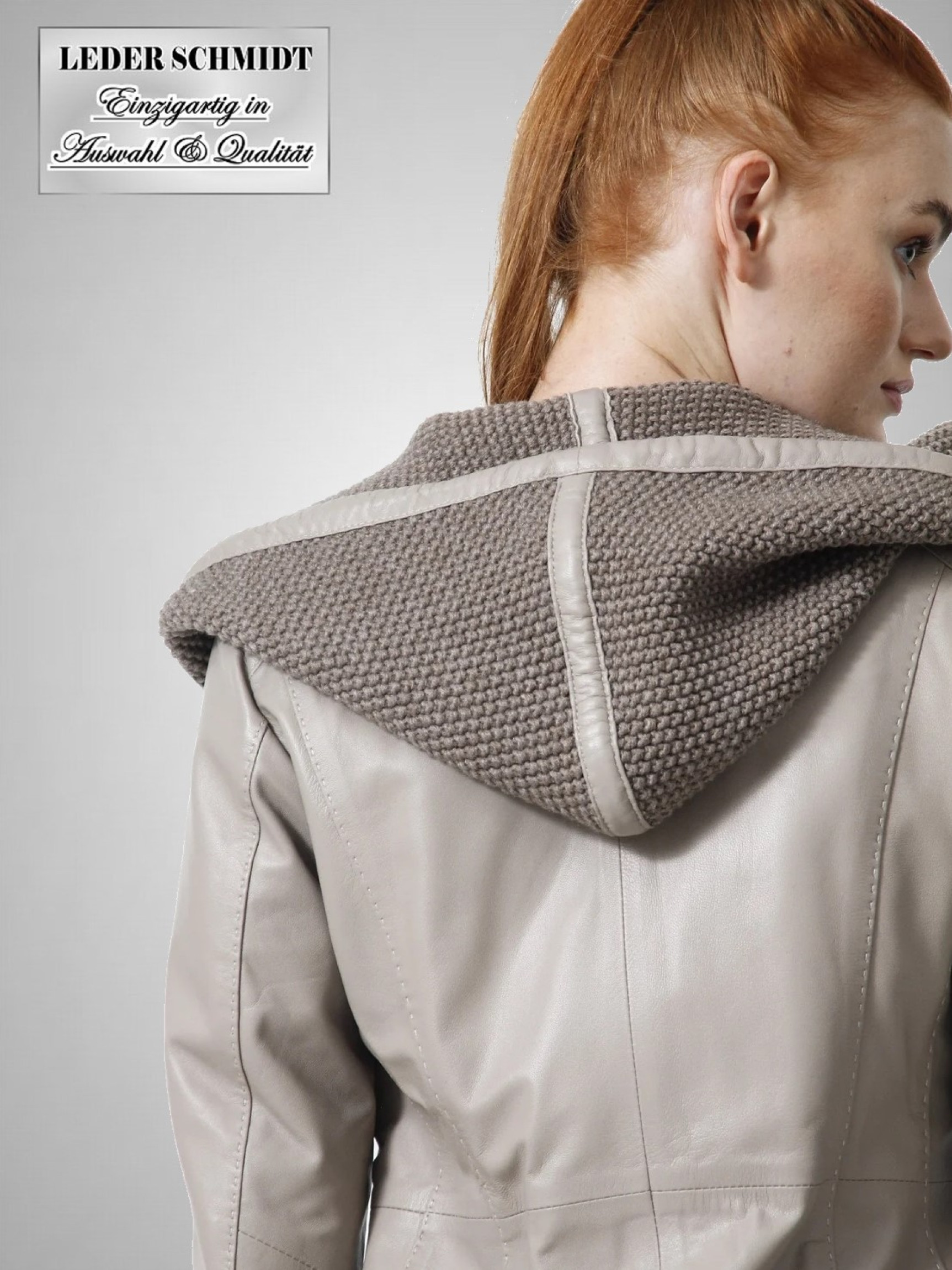 Damen Lederjacke mit Kapuze