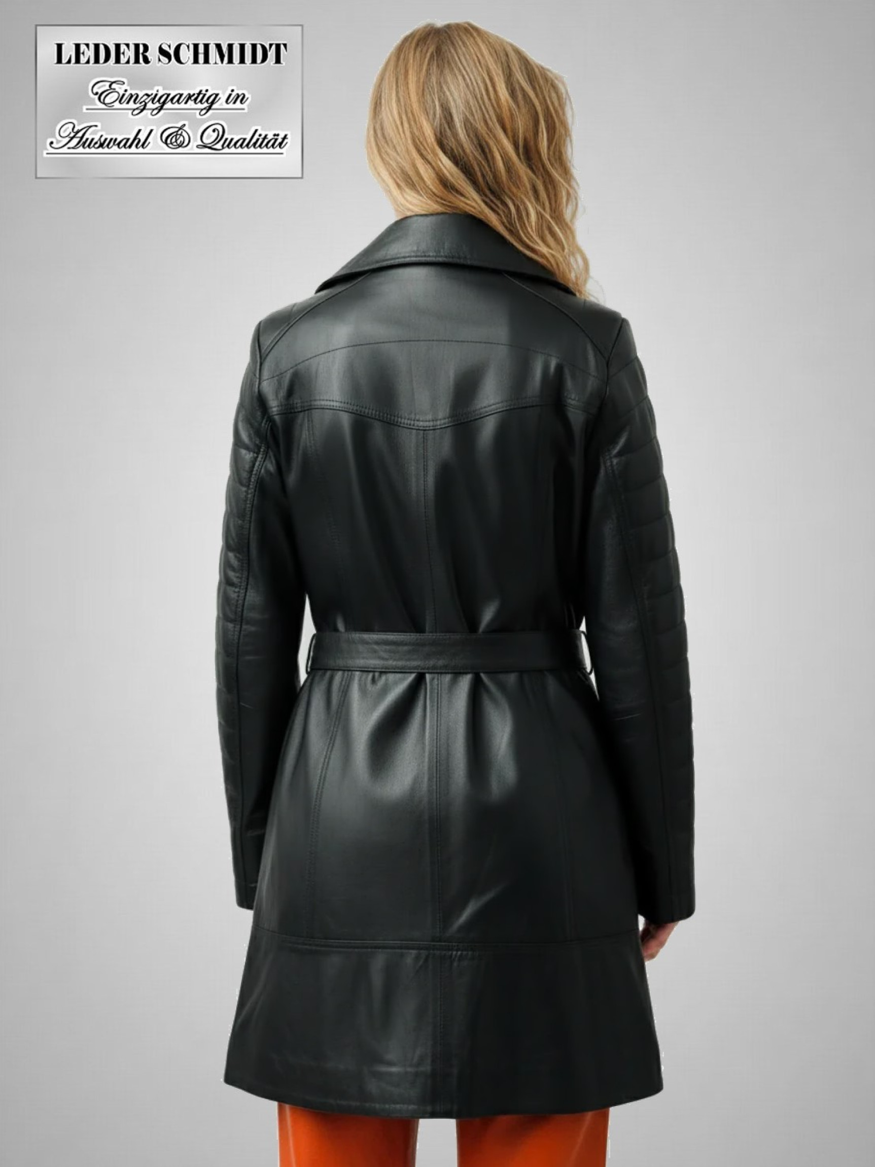 Damen Lederkurzmantel schwarz