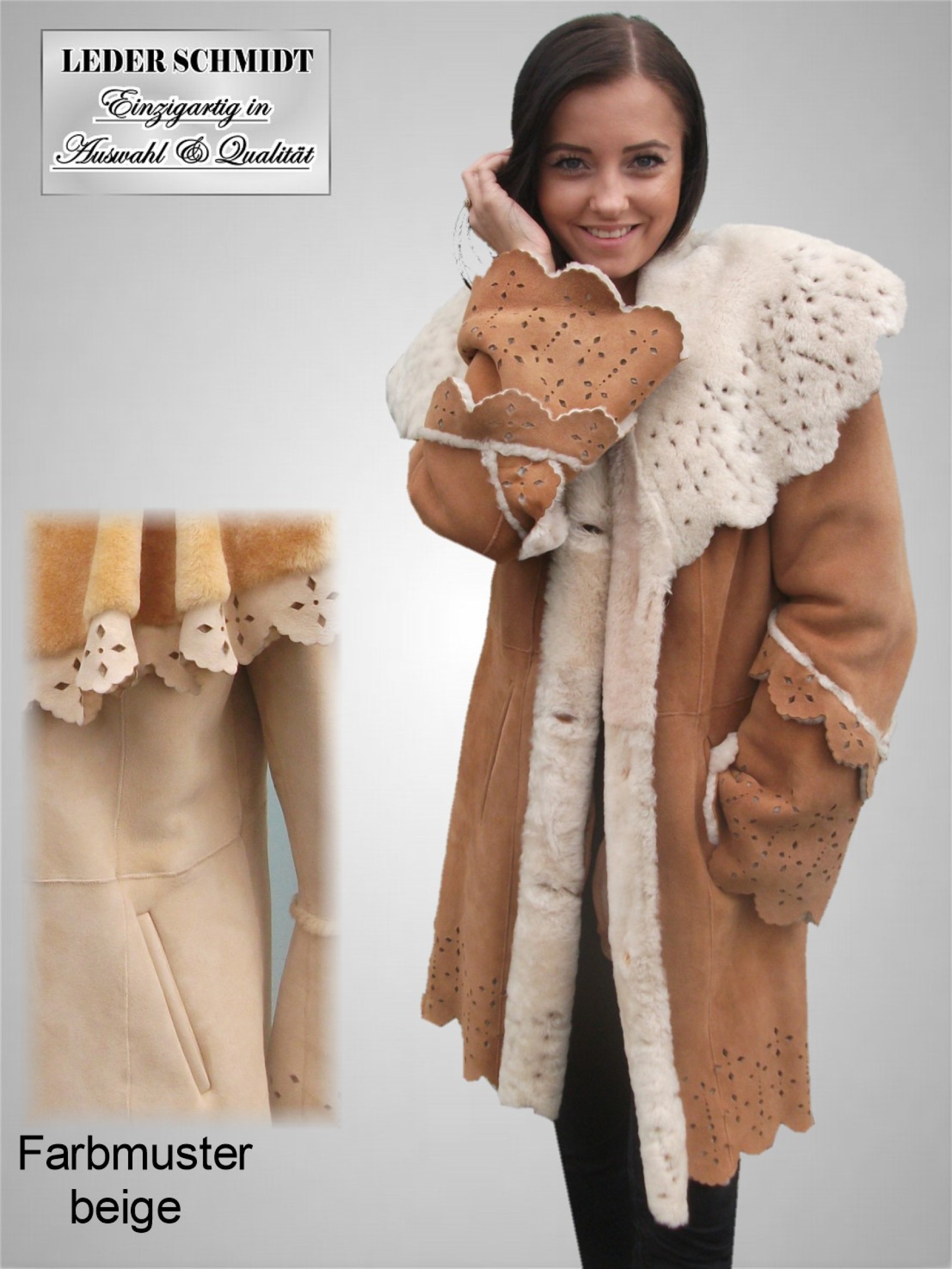 lange Damen Lammfelljacke