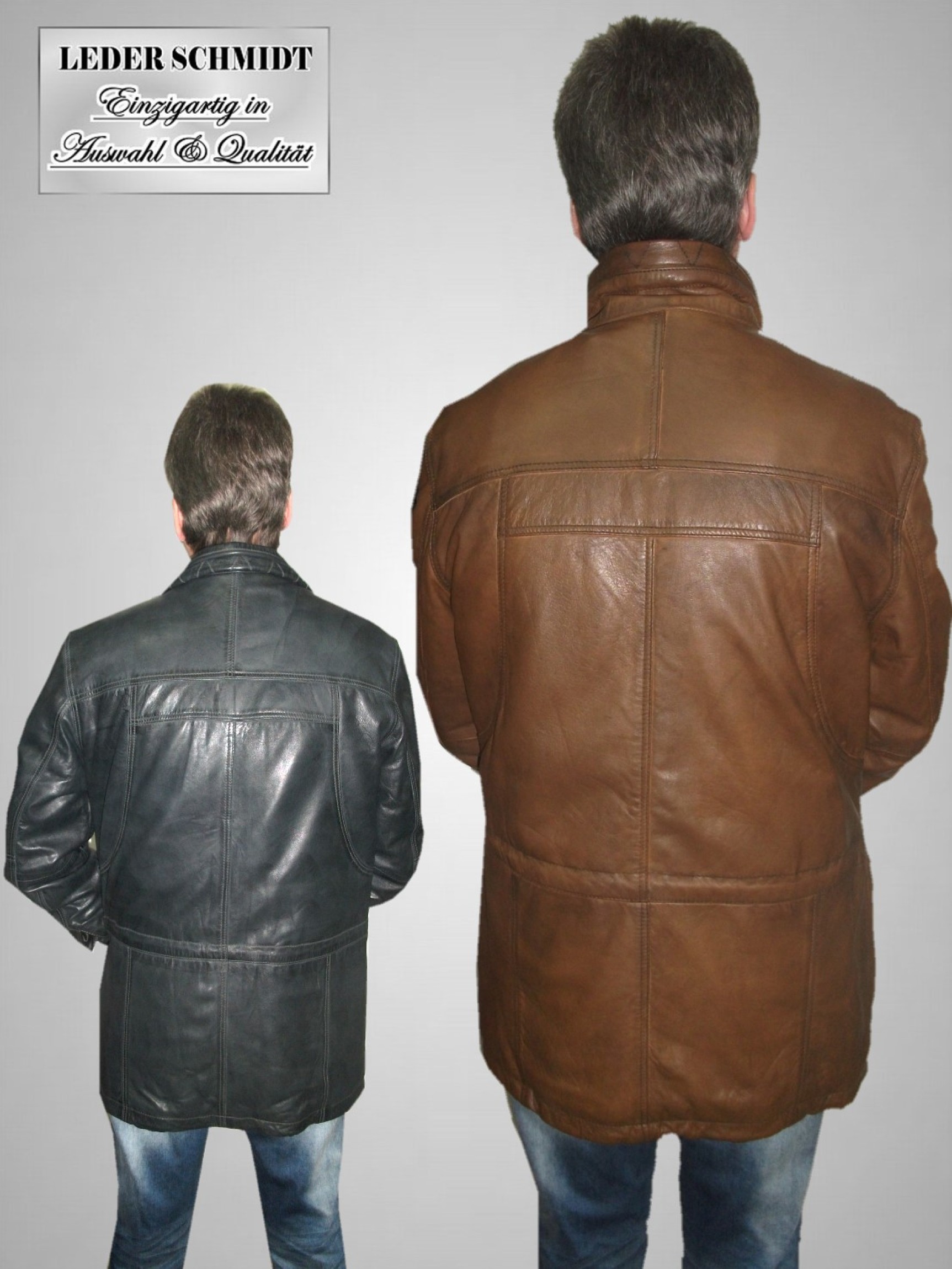 lange Herren Lederjacke viele Taschen