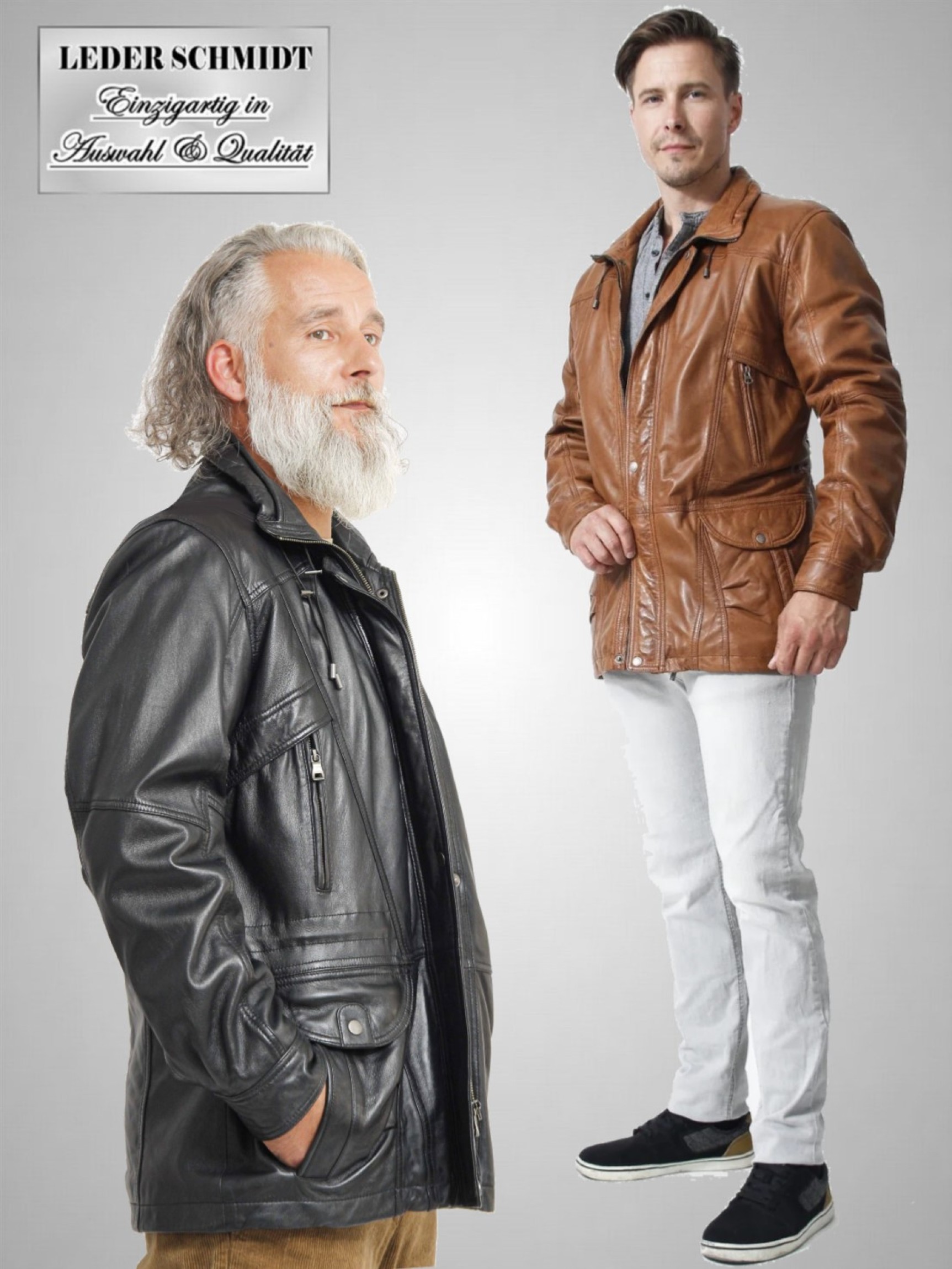lange sportliche Lederjacke Herren cognac anthrrazit echtes Lammnappa schwarz cognac