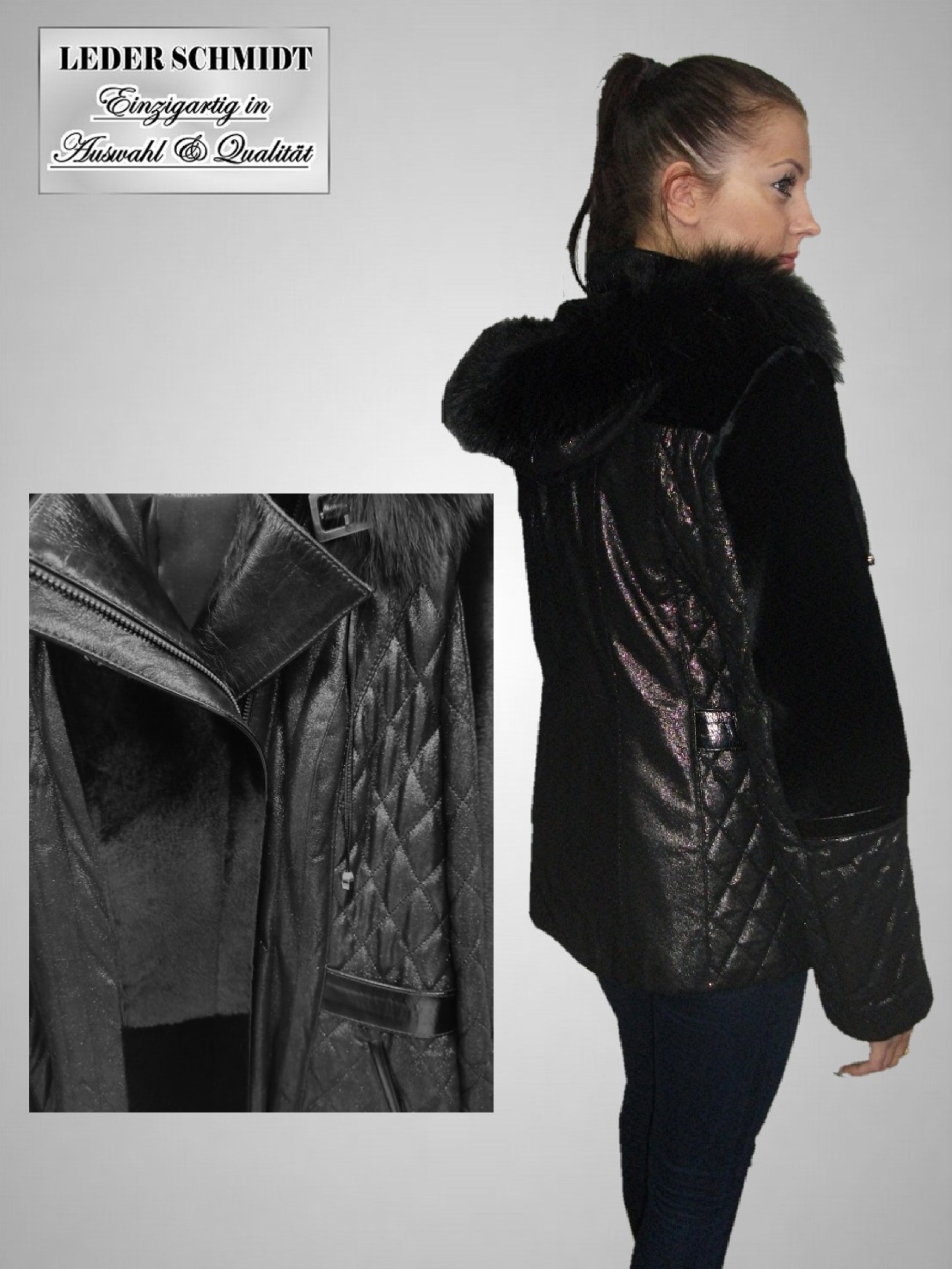 exklusive schwarze Damen Lederjacke