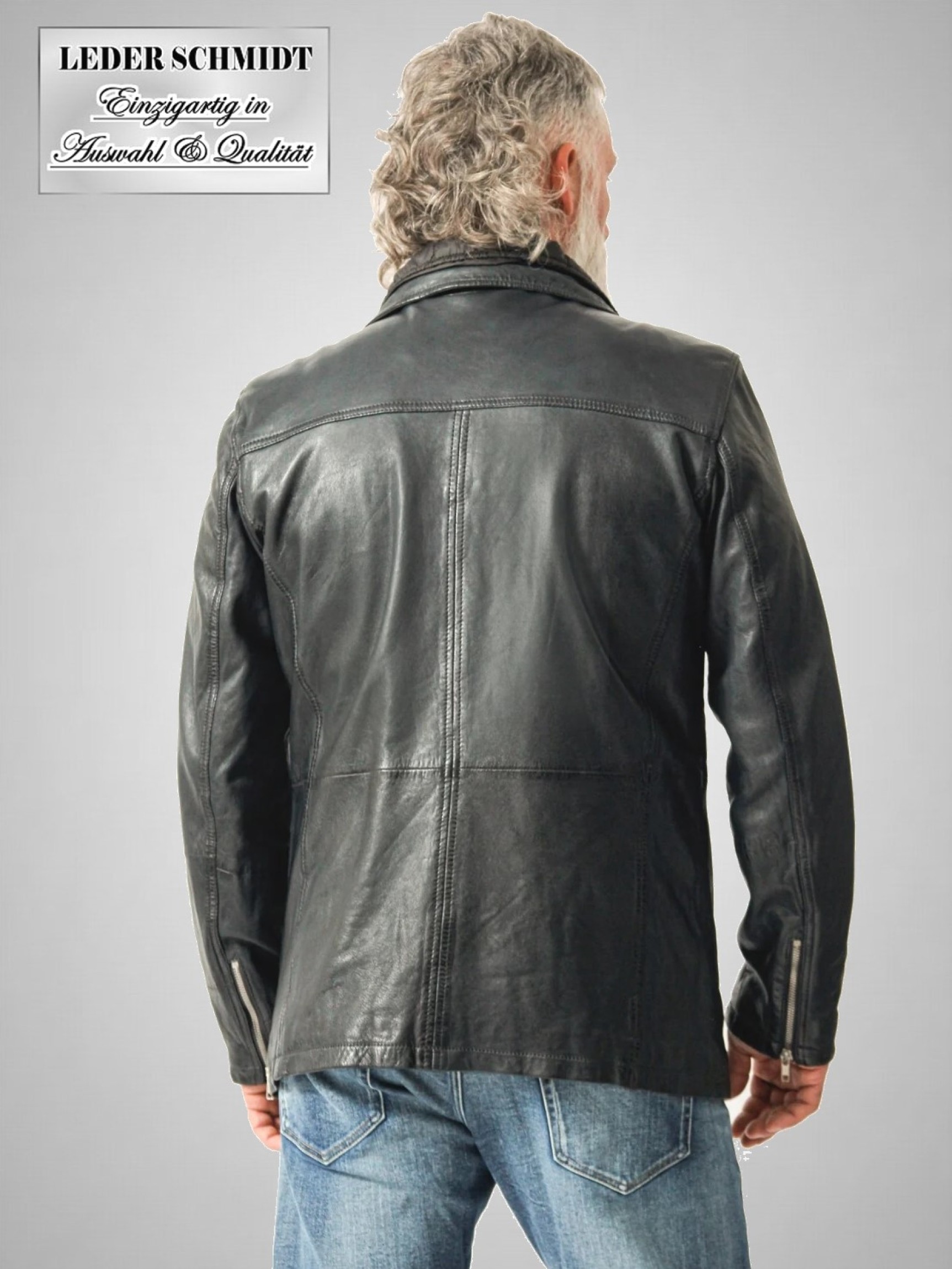 sportliche lange Herrenlederjacke