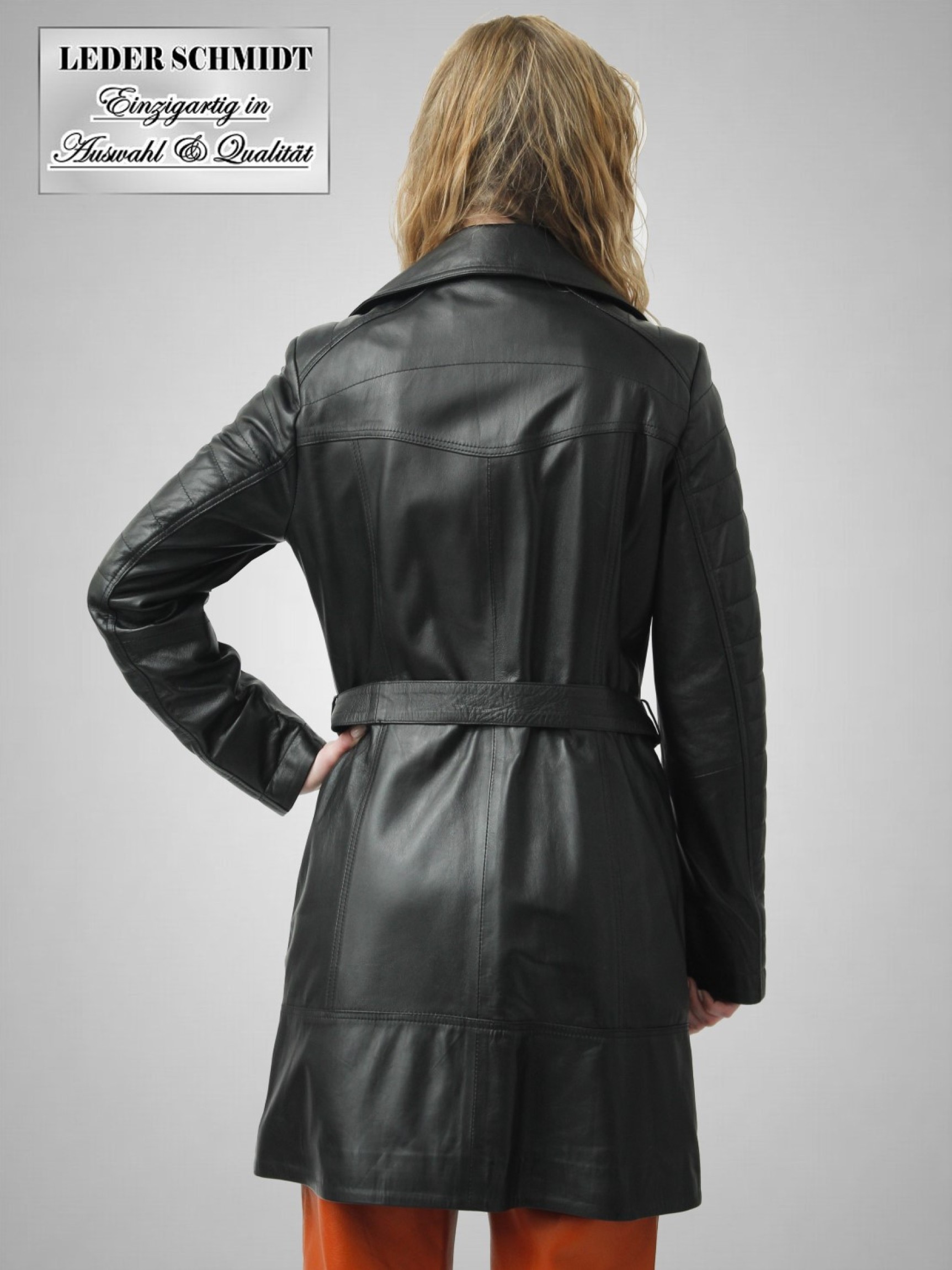 Damen Lederkurzmantel schwarz