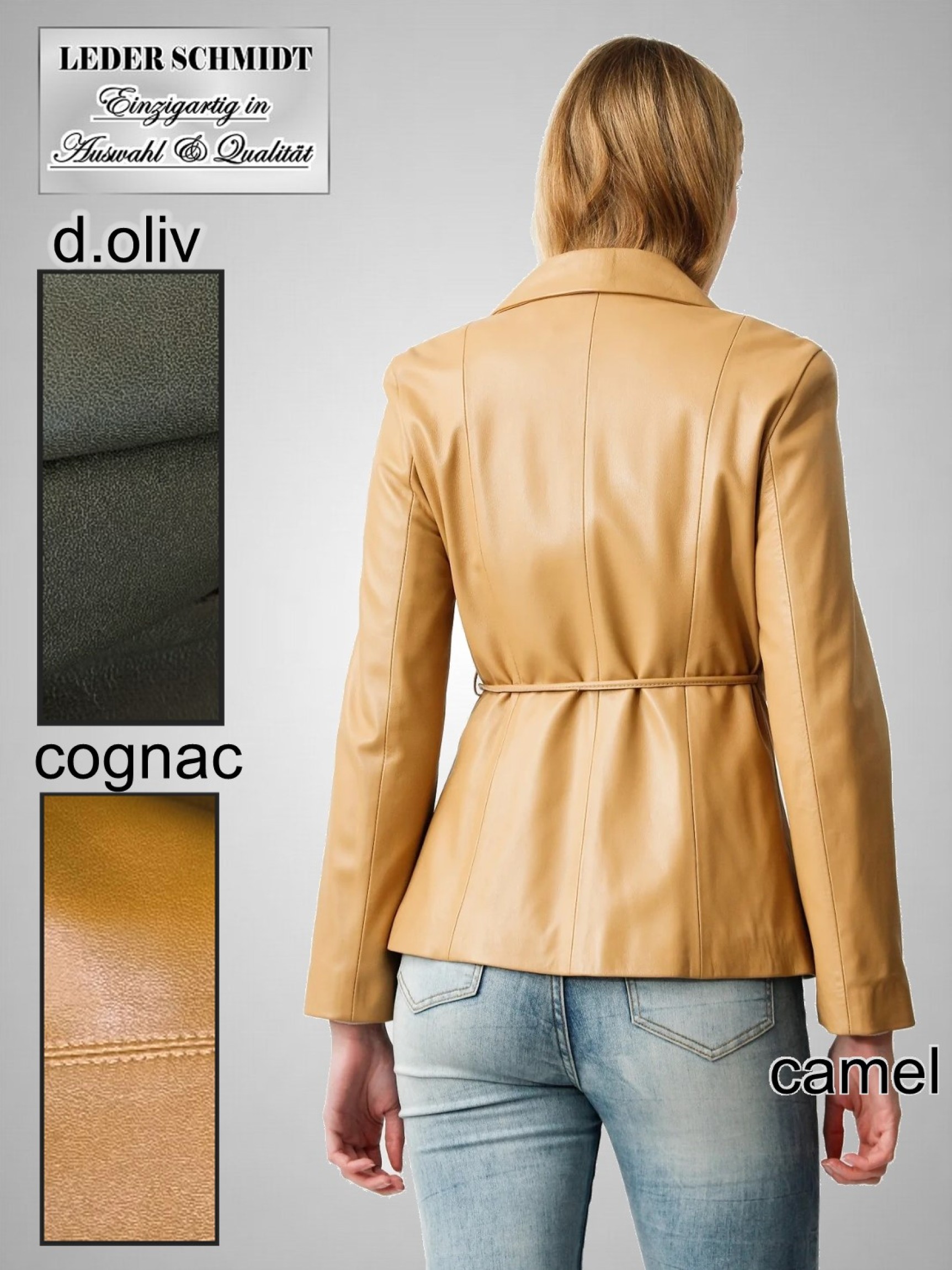 echter schicker Leder-Damenblazer Ledersakko braun
