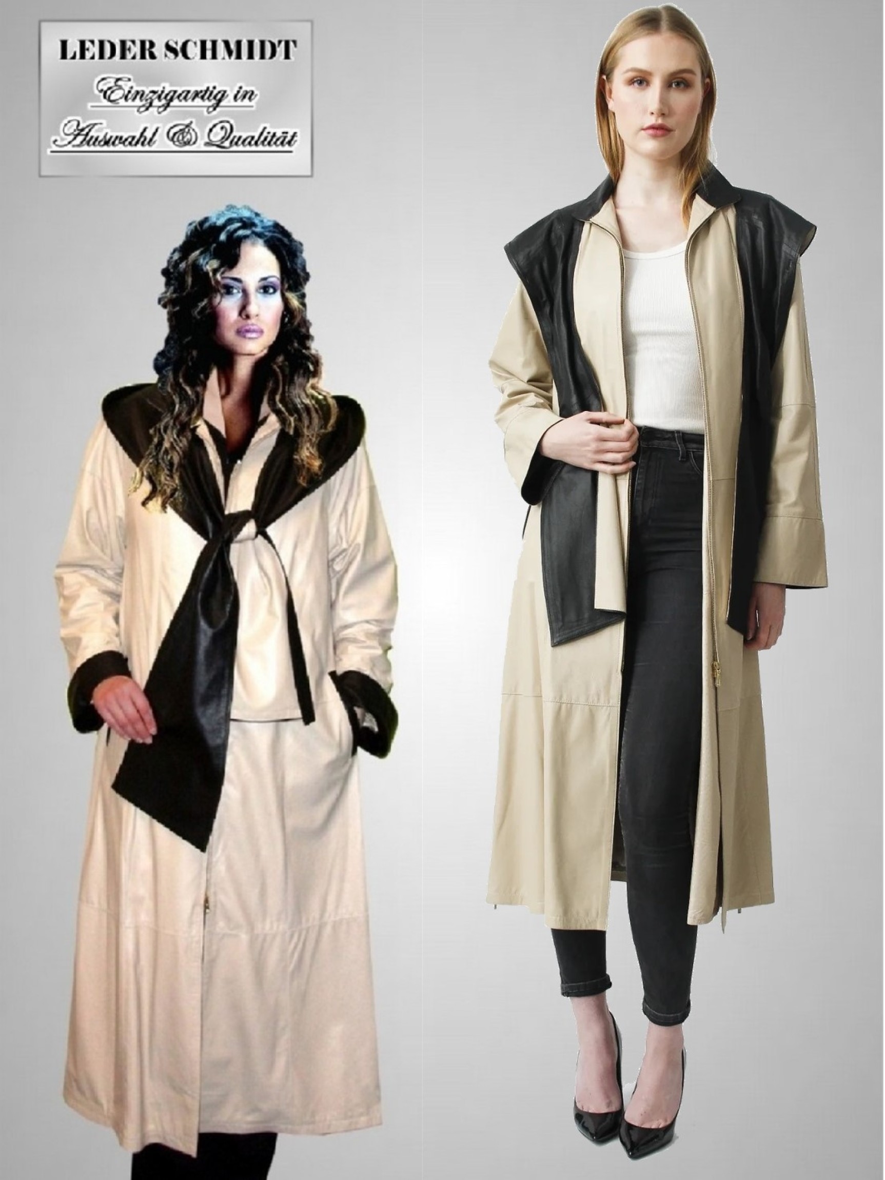 langer Damen Leder-Mantel