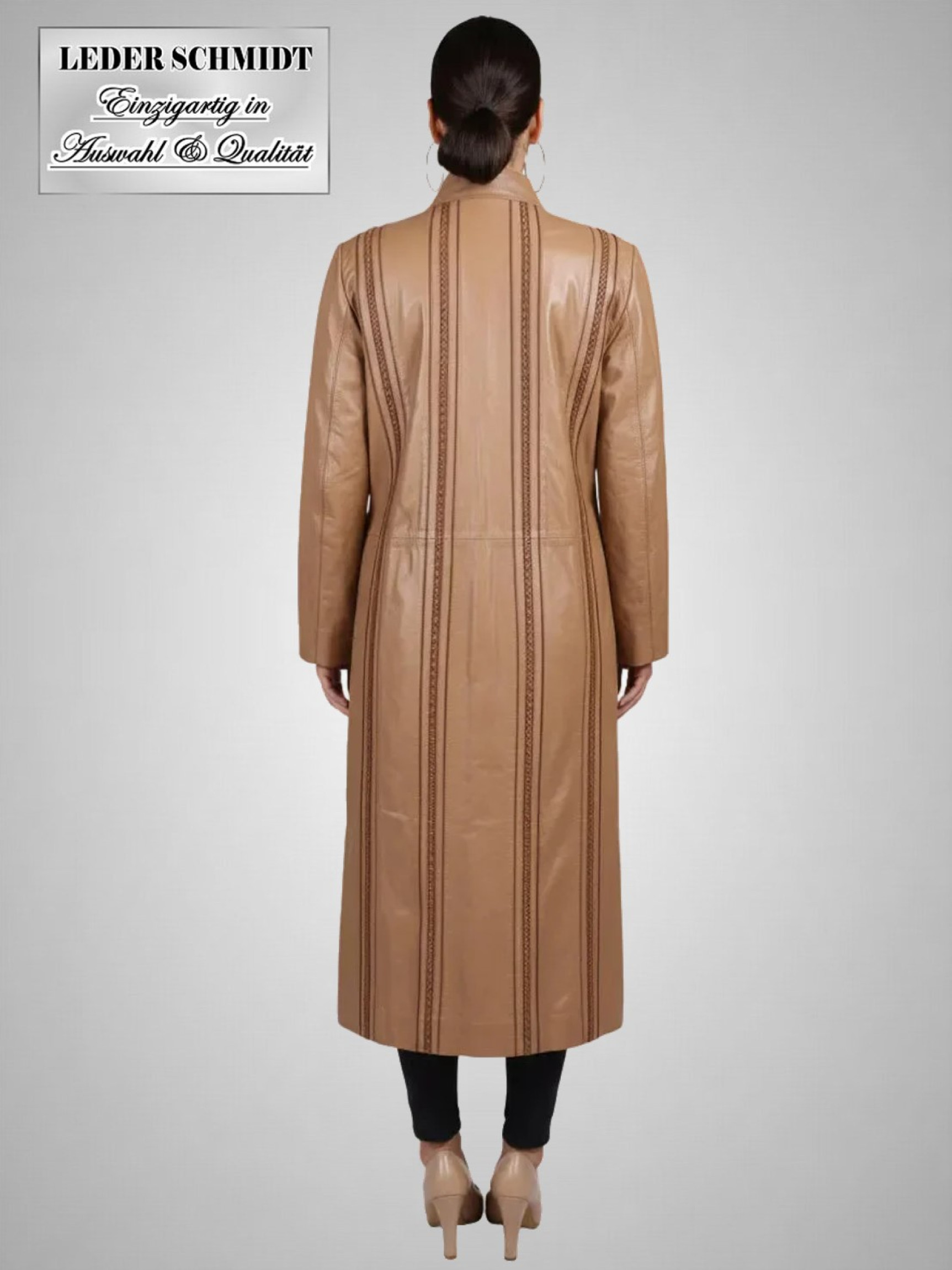 Damen Ledermantel mit Stehkragen