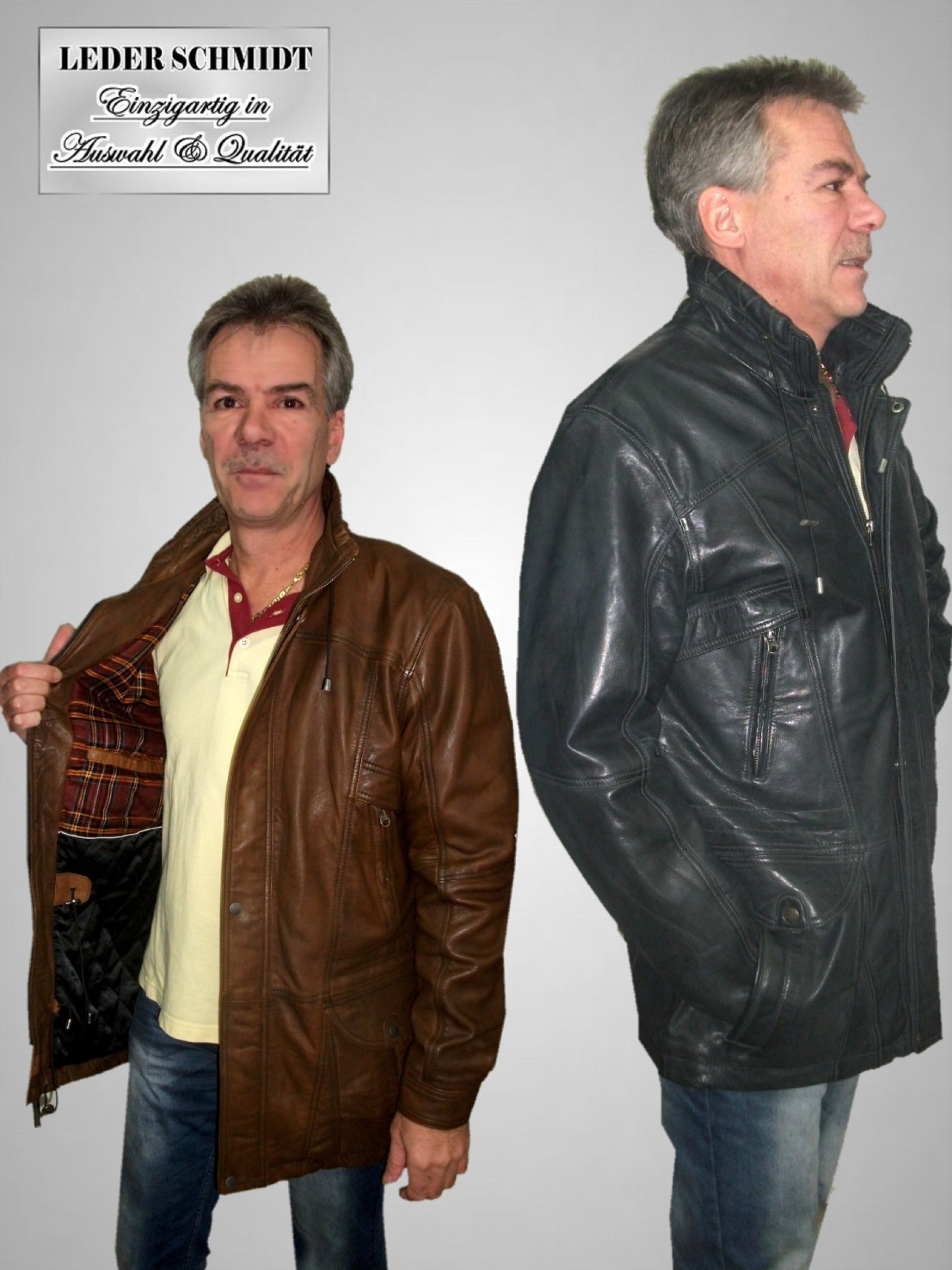 echte Lederjacke sportlich lang Lammnappa