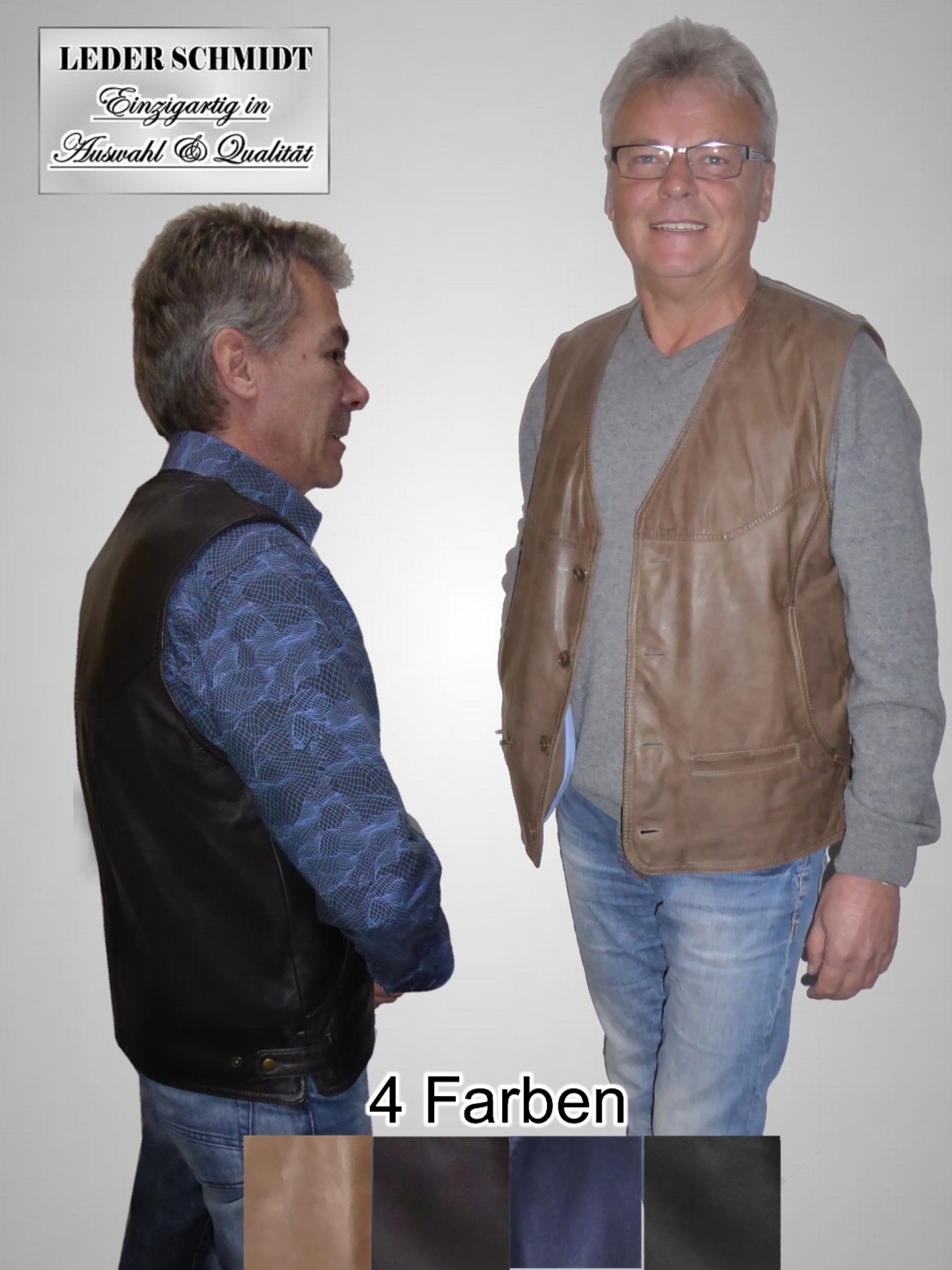 Leichte Lederweste für Herren mit knöpfe