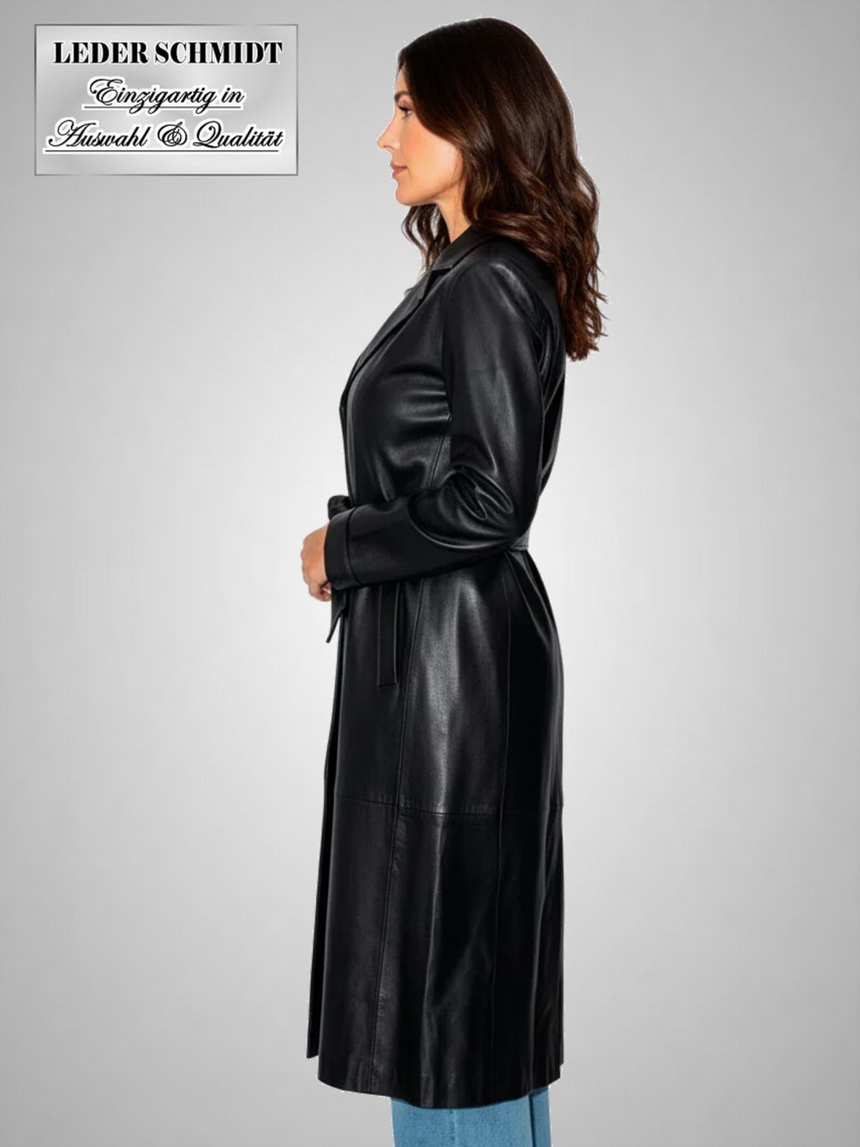 klassischer langer Damen Ledermantel