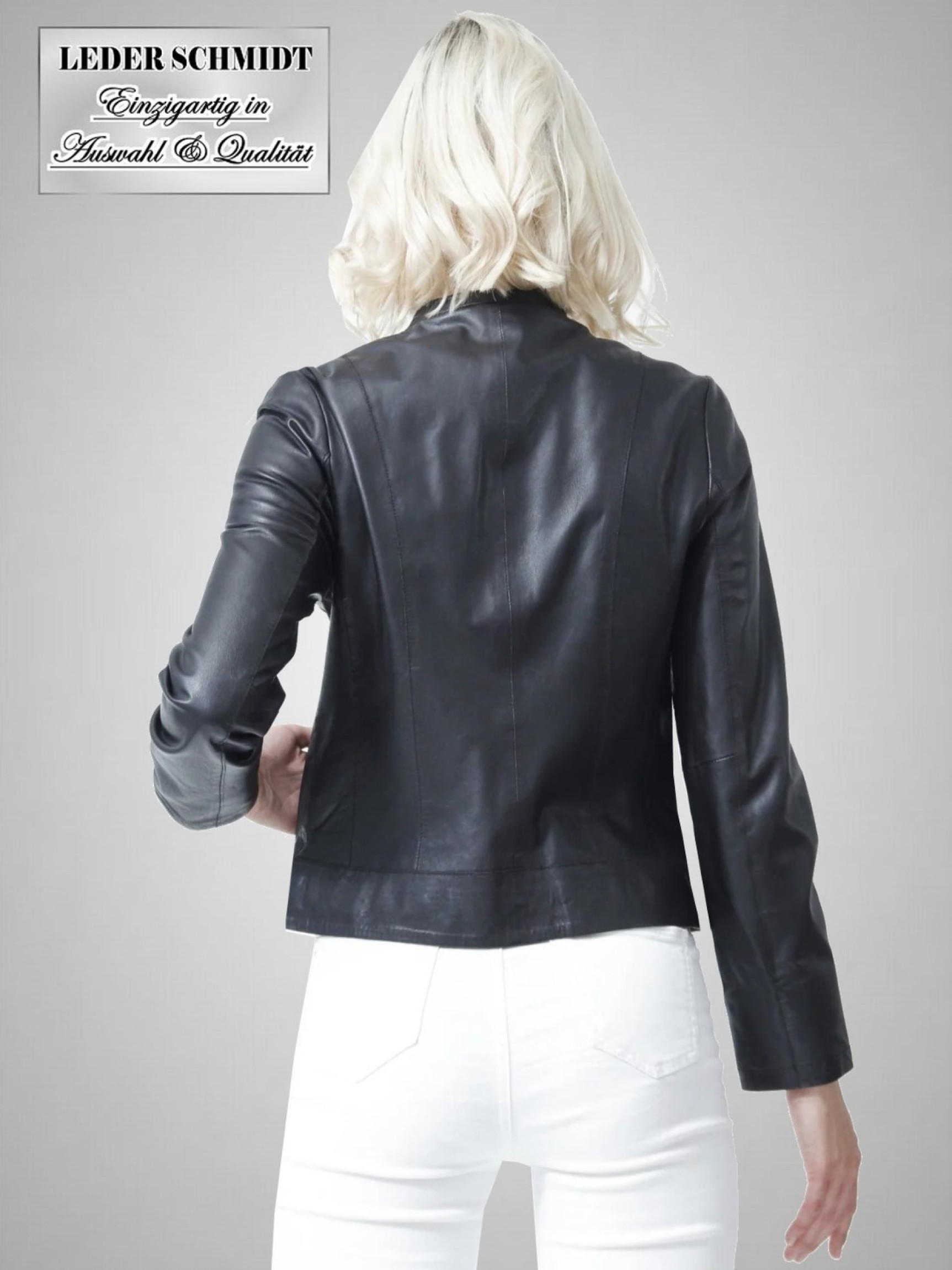 leichte Damen Lederjacke mit Stehkragen
