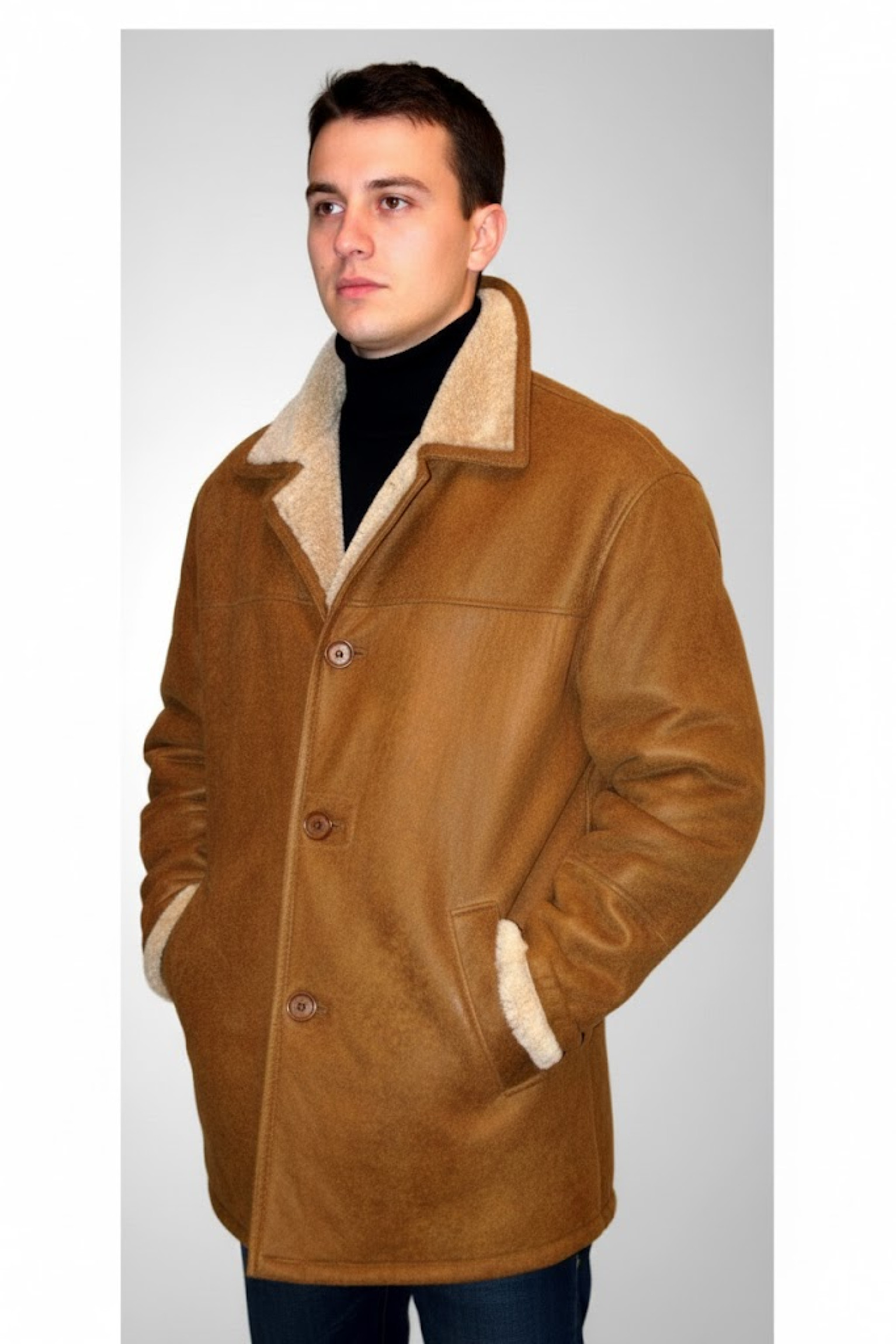 echte leichte Herren Lammfell Jacke braun Einschubtaschen