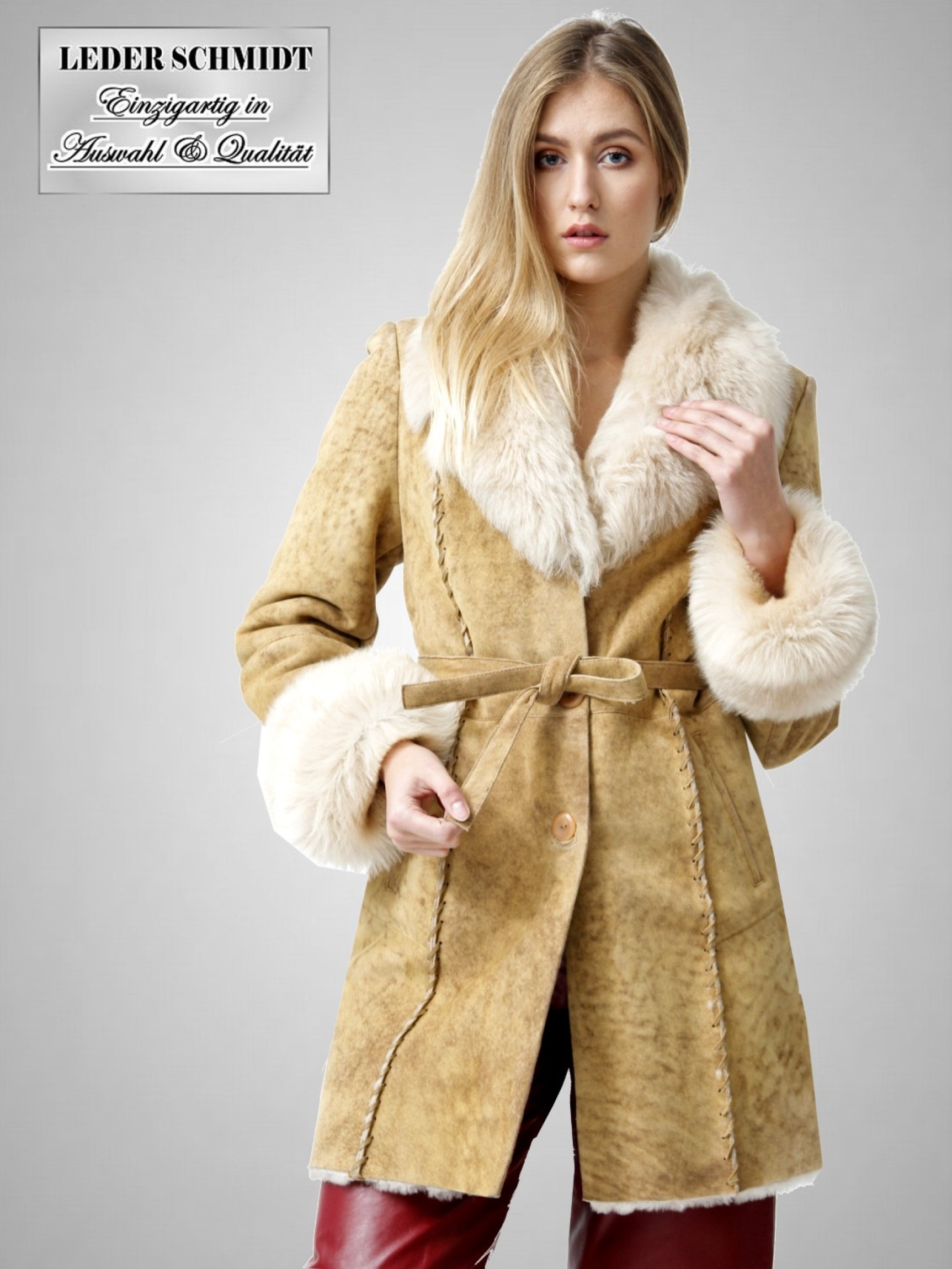 Damen Lammfelljacke mit Toskana- Besatz