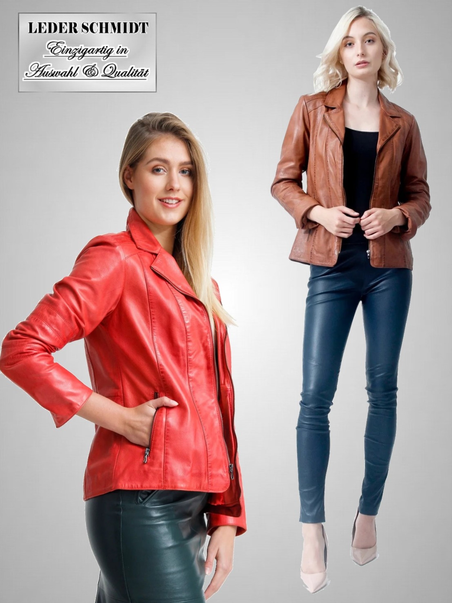 kurze Damen Lederjacke aus sehr weichem Lammnappa mit Reißverschluß