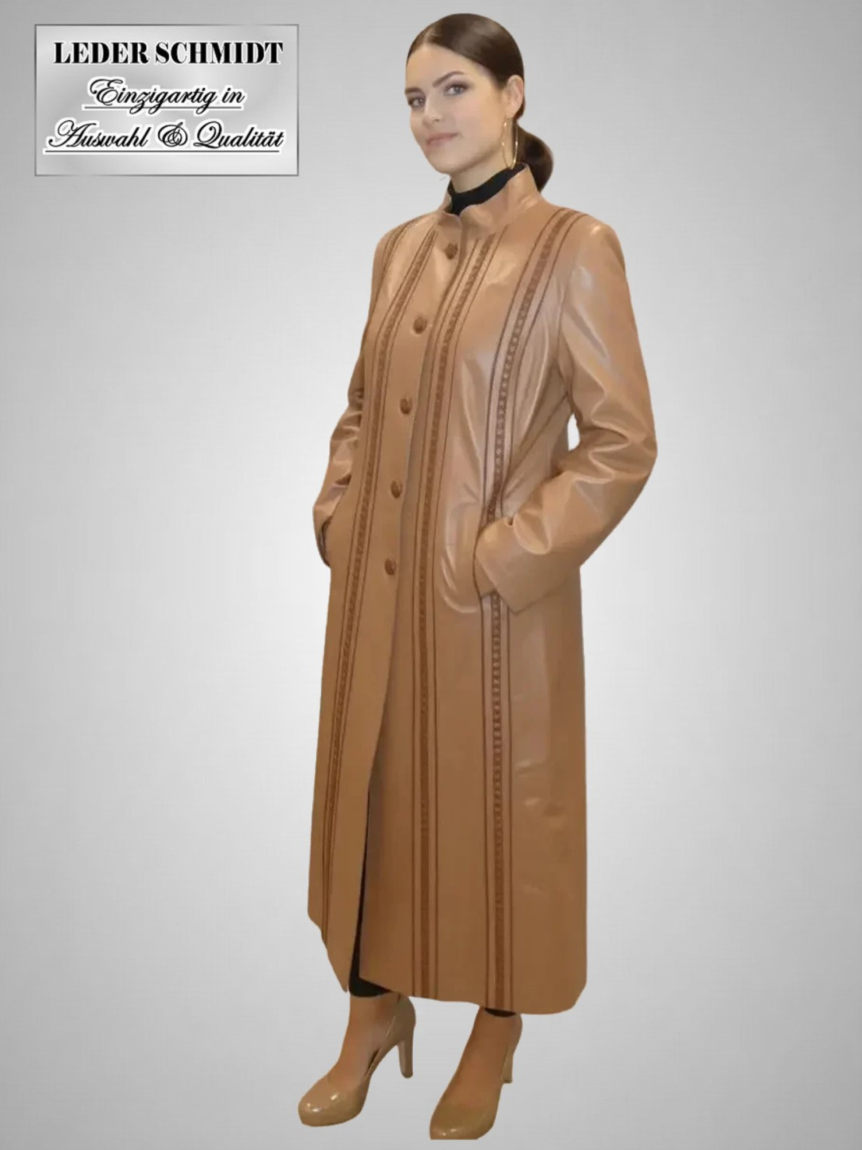 echter leichte Dame Ledermantel aus Stehkragen Lammnappa