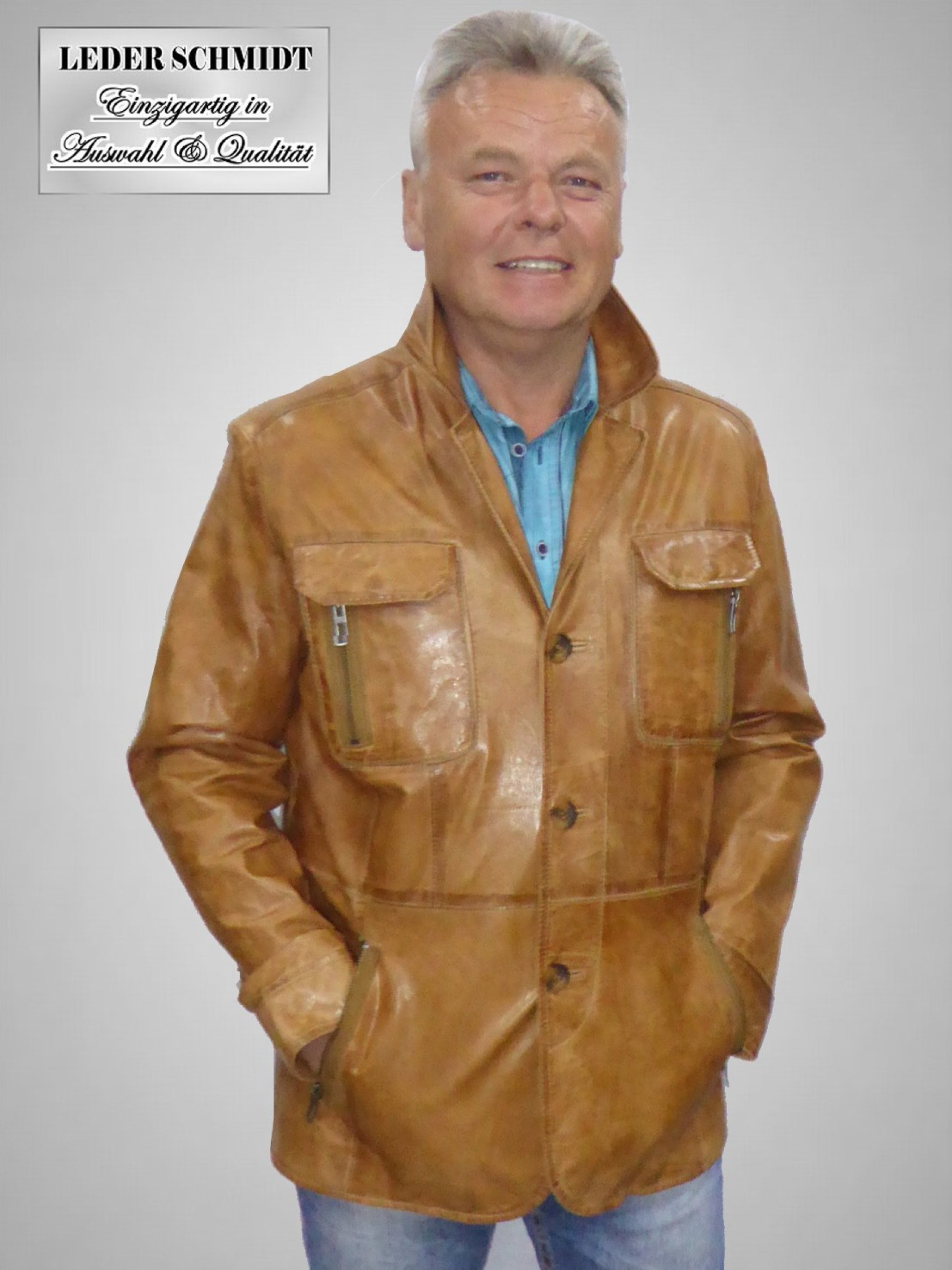 längere Herrenlederjacke