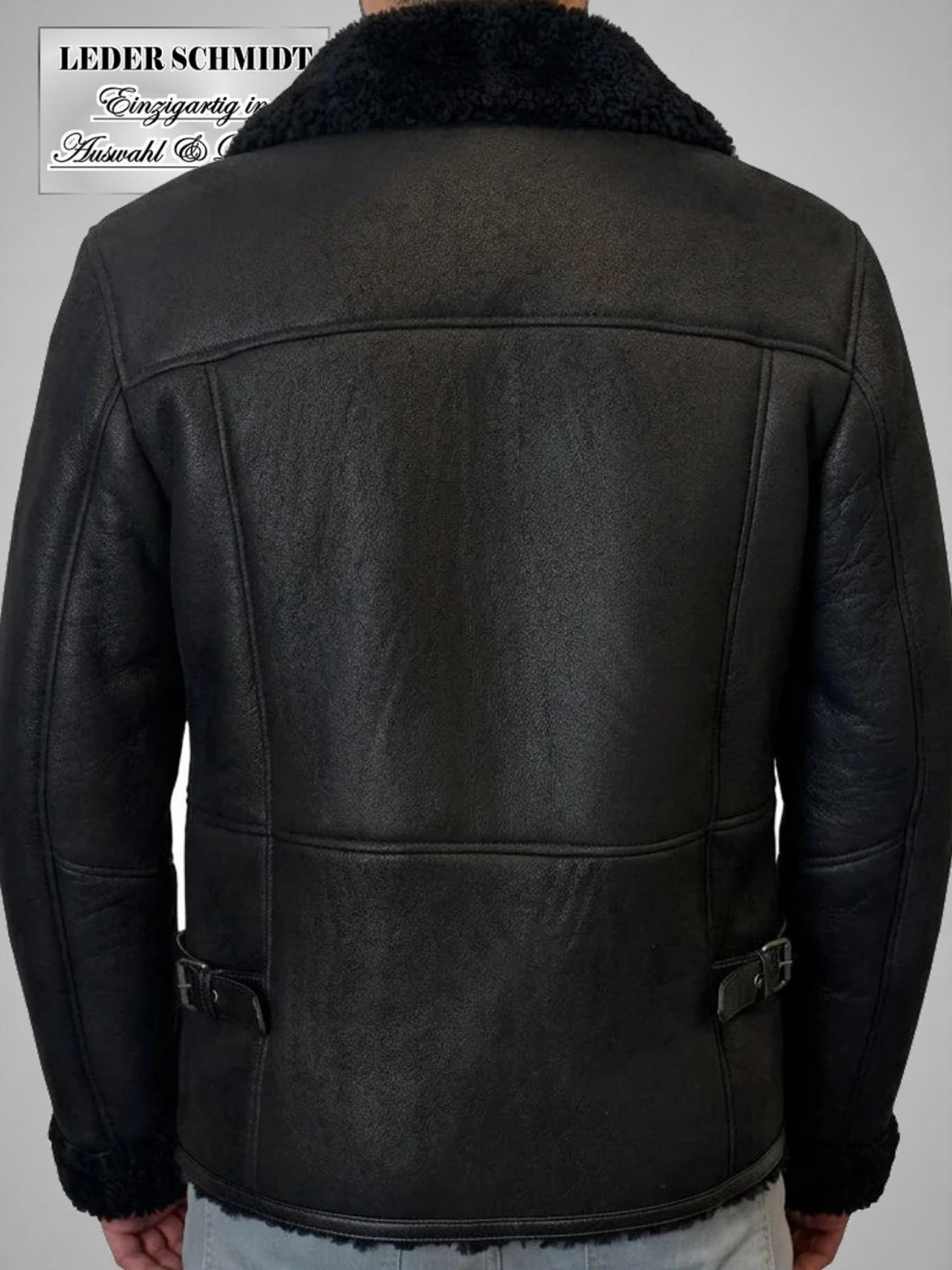 schwarze Herren Lammfelljacke