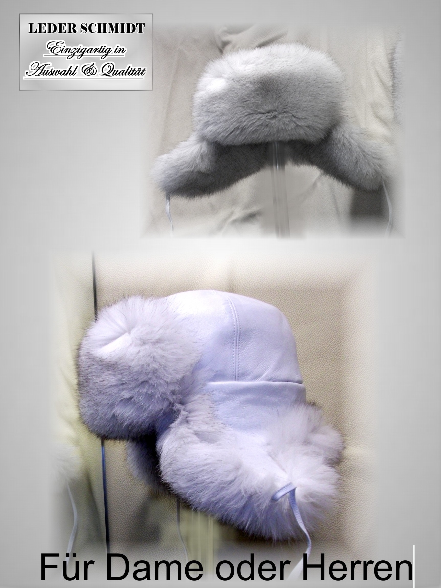 Tschapka Blaufuchs weiß