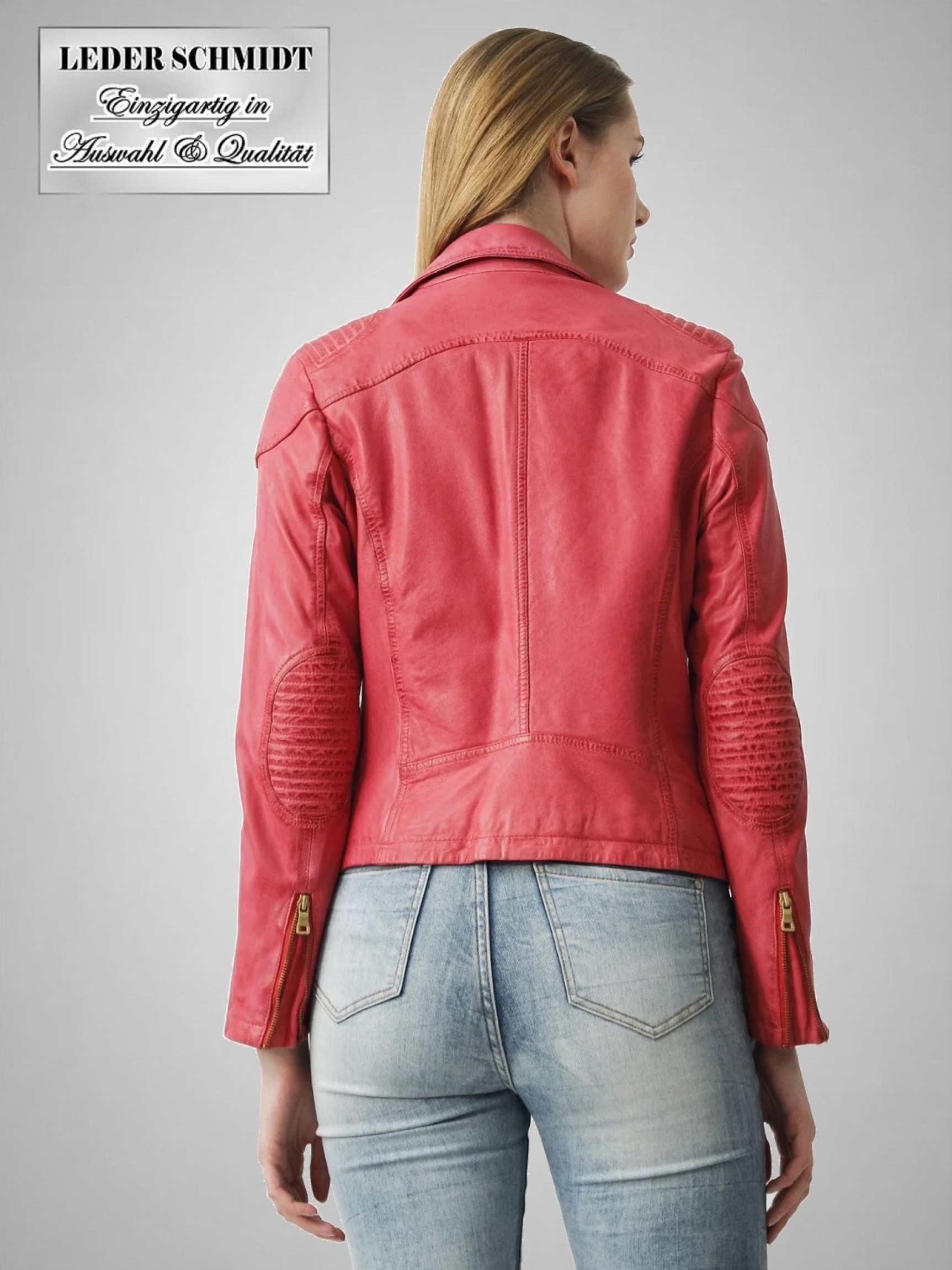 Motorrad Lederjacke Damen kurz rot