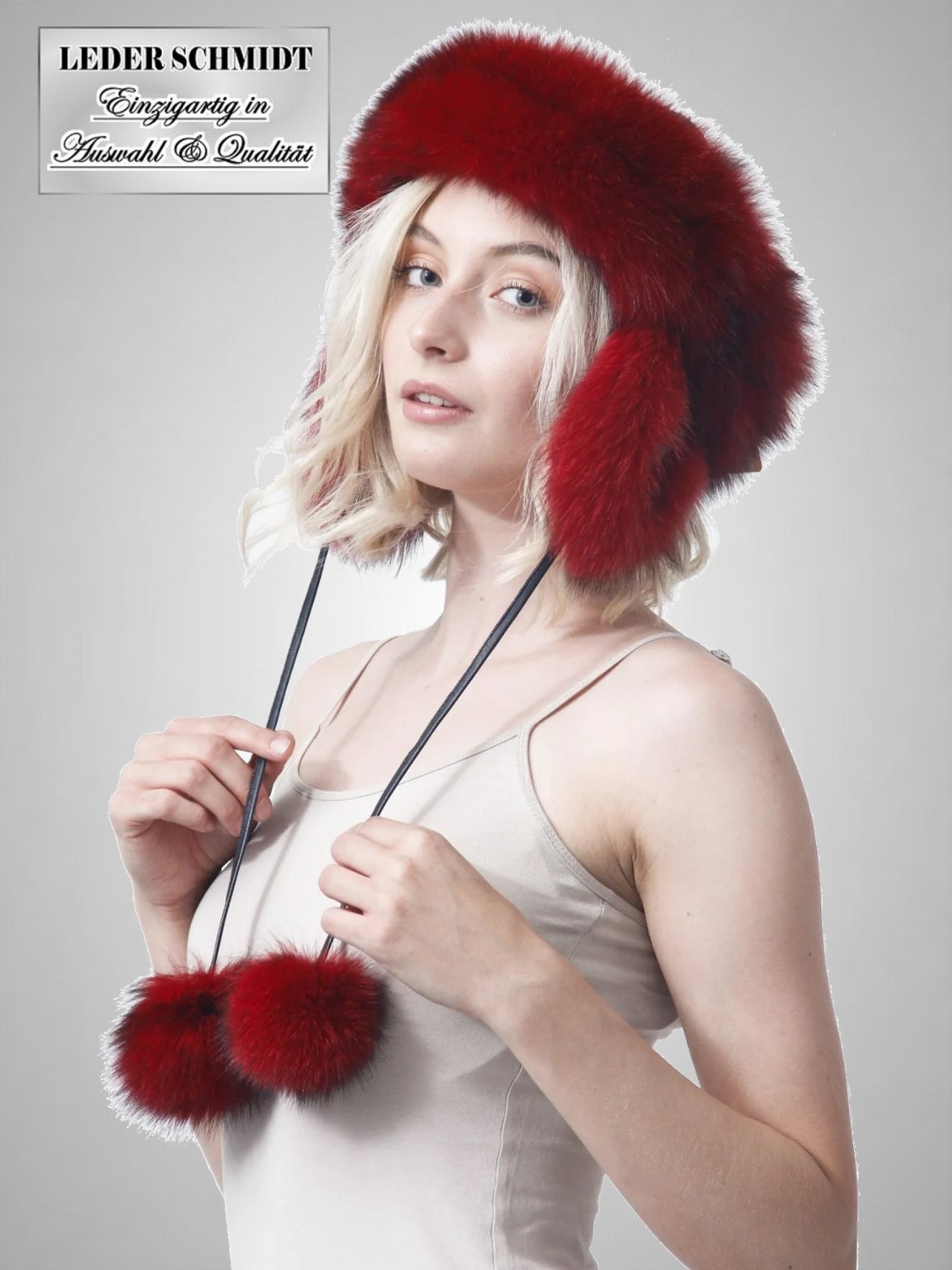 Damen Leder-Pelz-Mütze