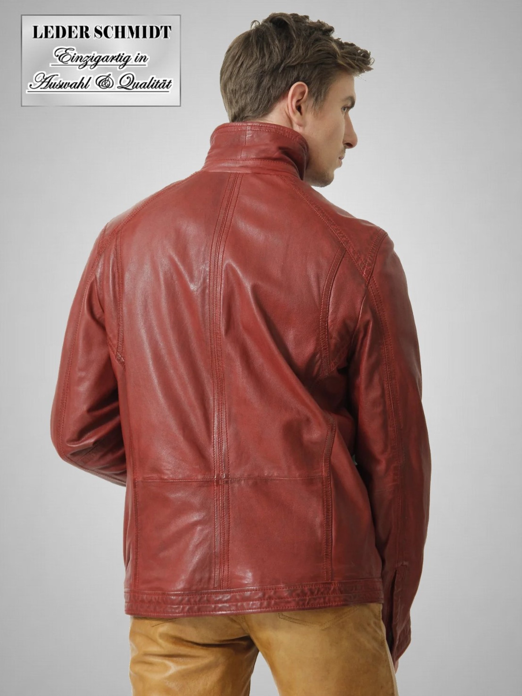 rote echte Herren Lederjacke kurz