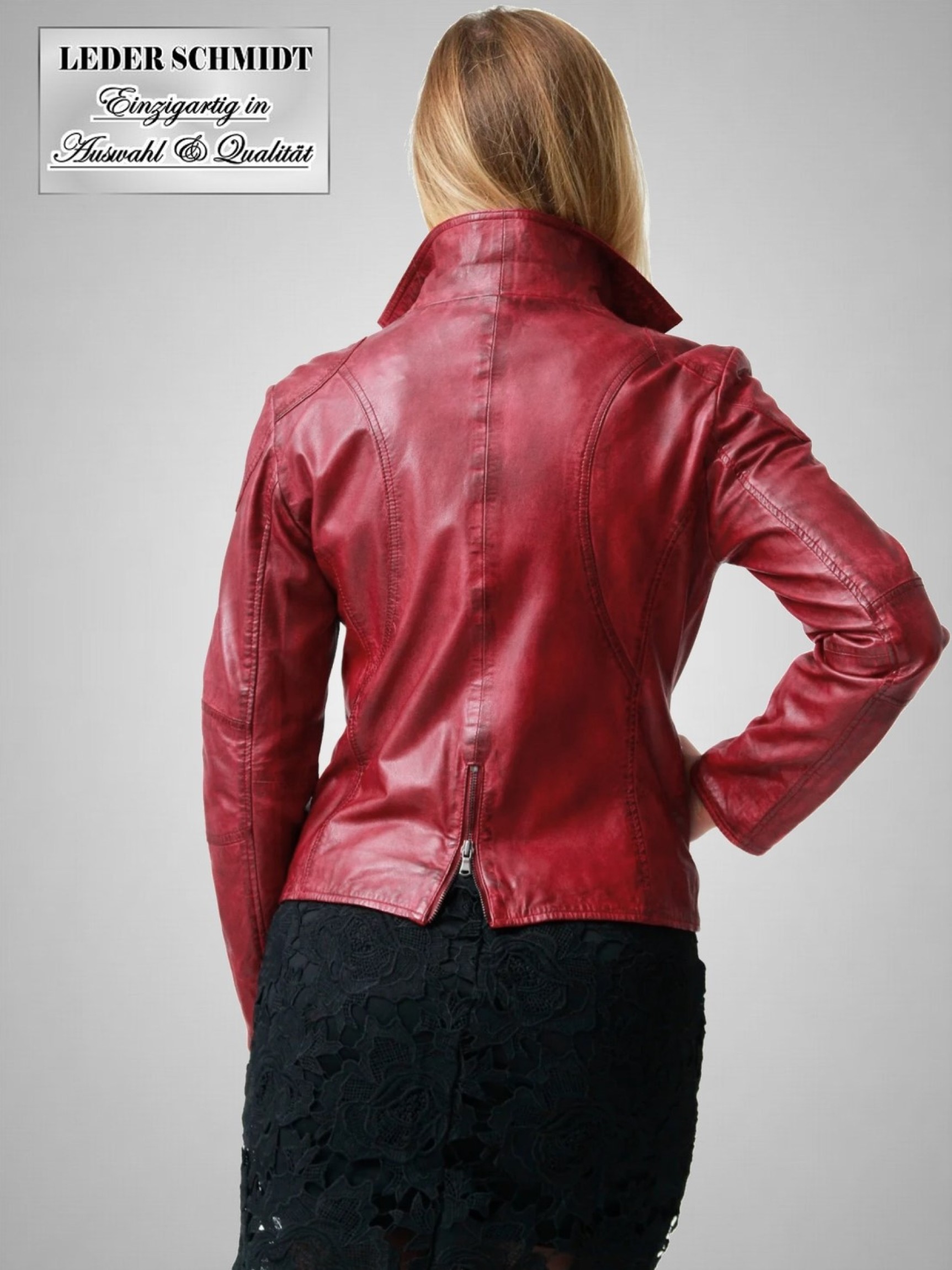 dünne leichte Damen Lederjacke rot