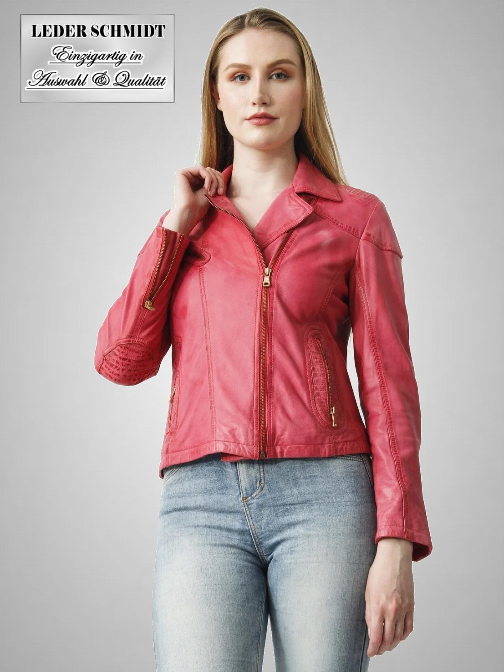 rote kurze Damen Lederjacke
