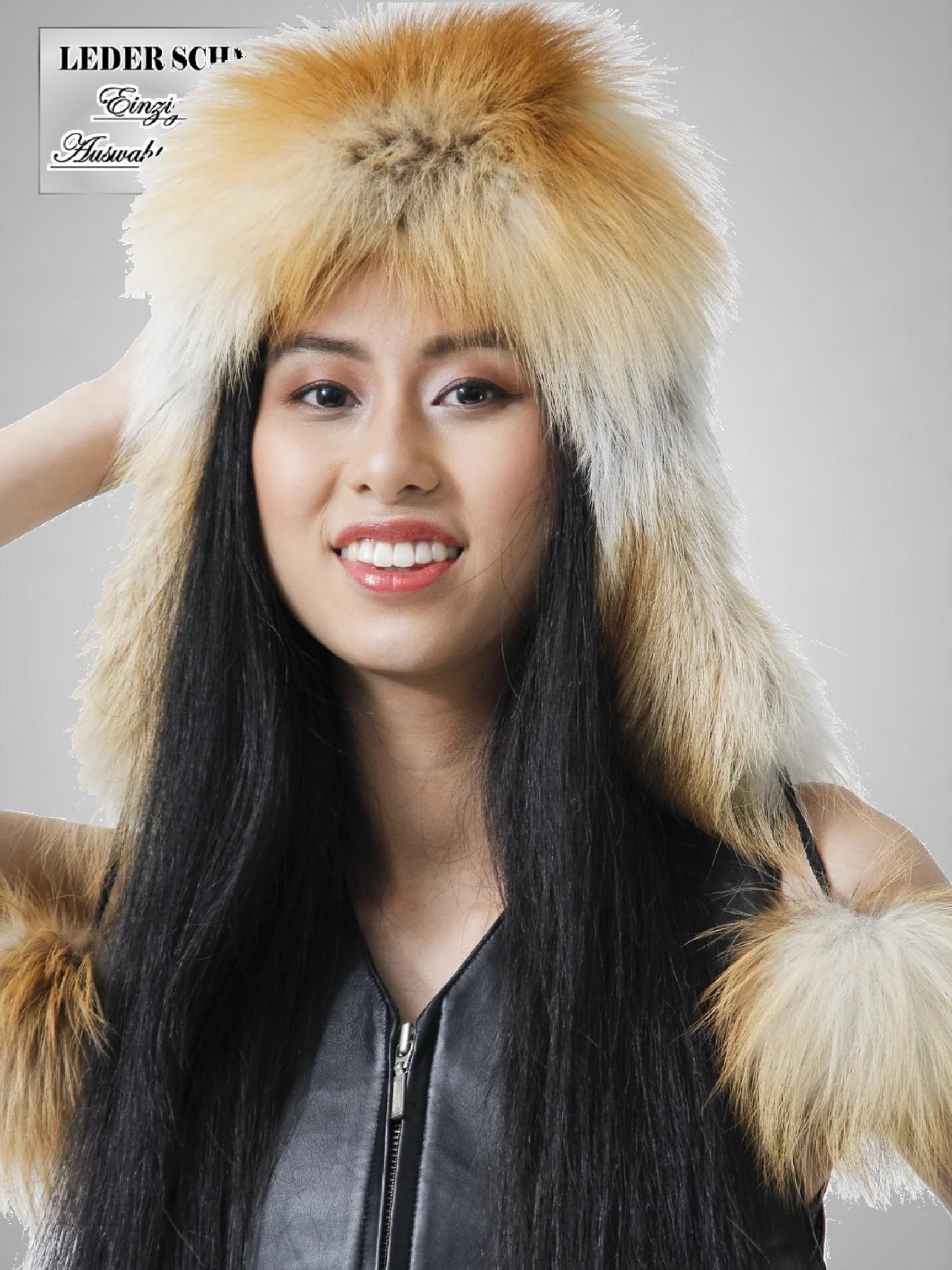 Damen Leder-Pelz-Mütze