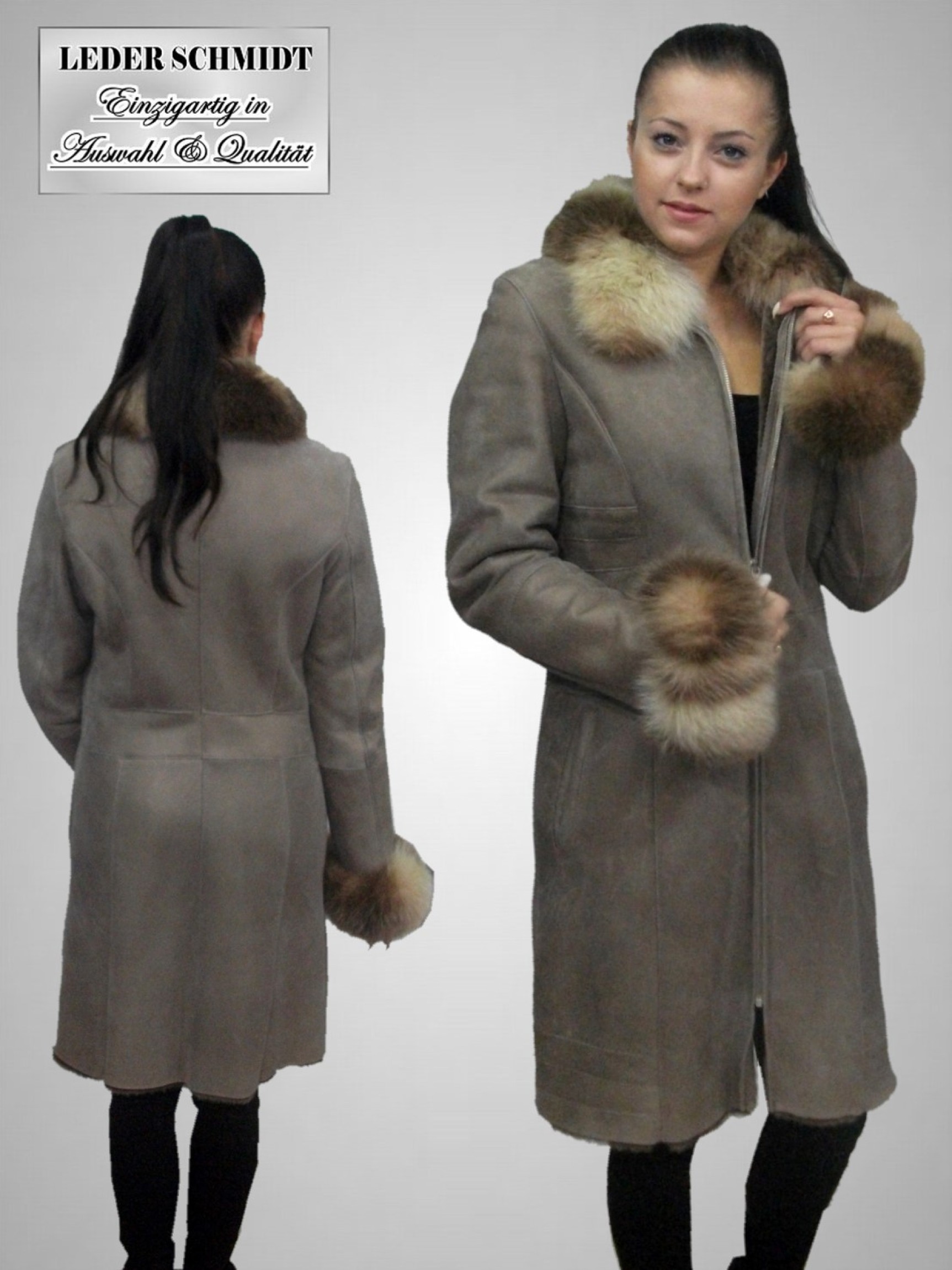 Längere Damen Lammfelljacke