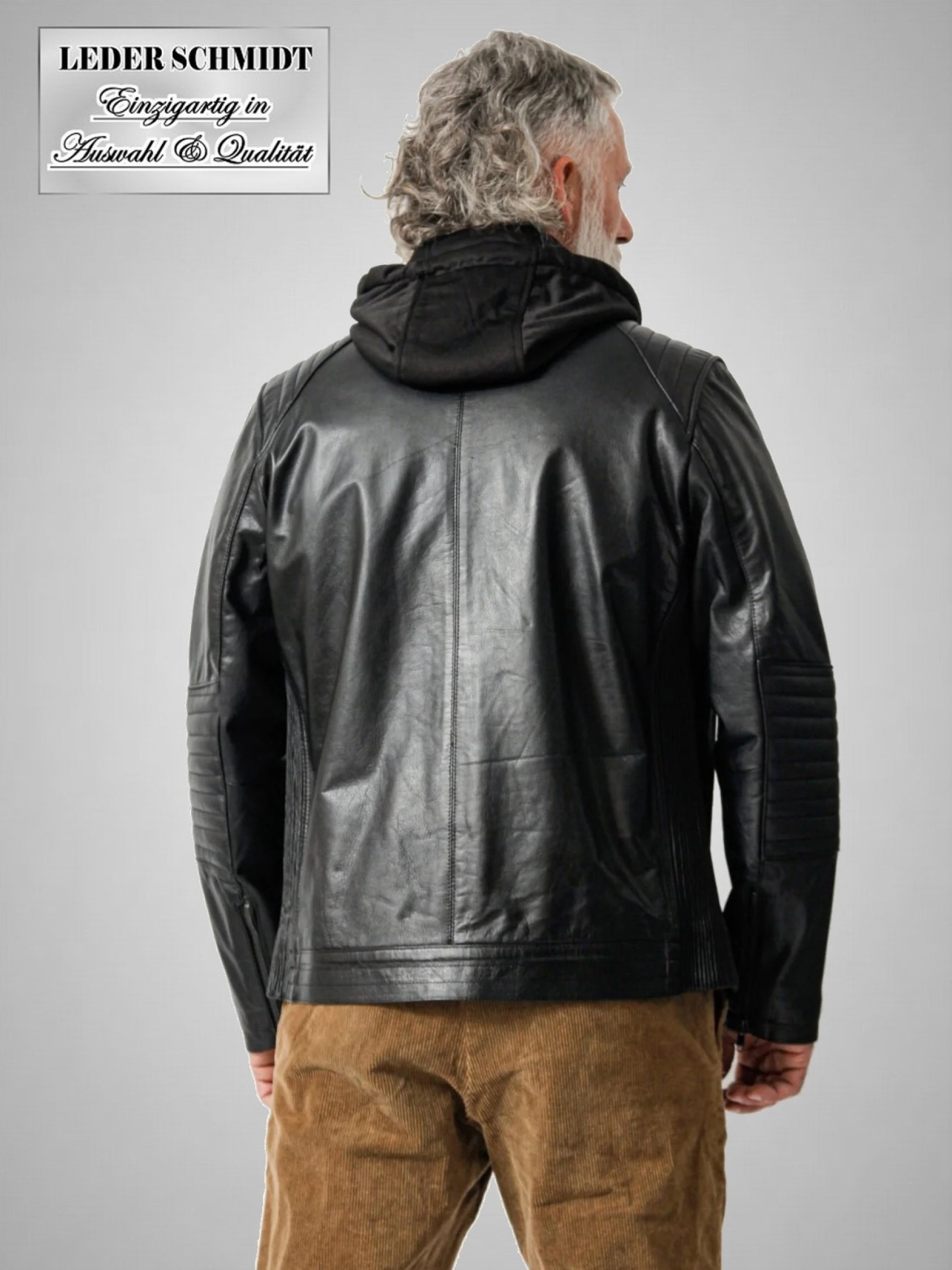 Herren Biker Lederjacke schwarz aus Kalbsnappa