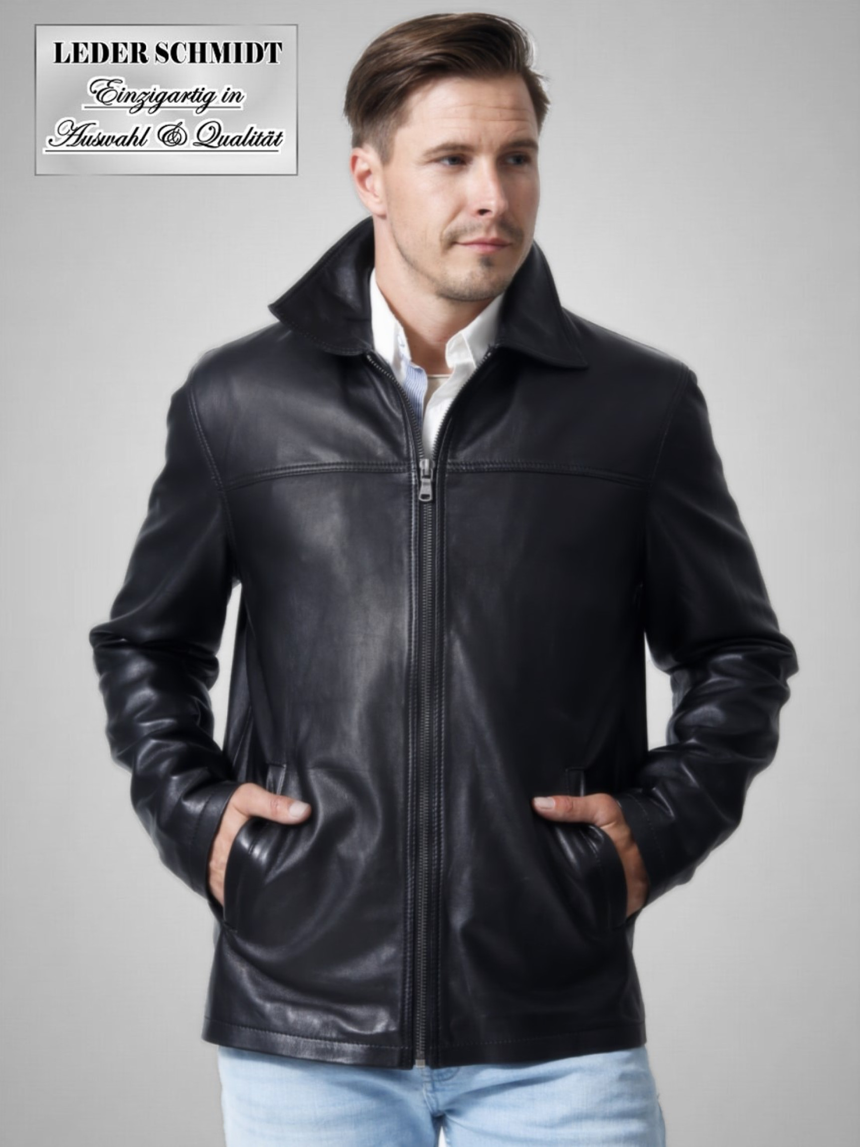 Klassische Herren Lederjacke
