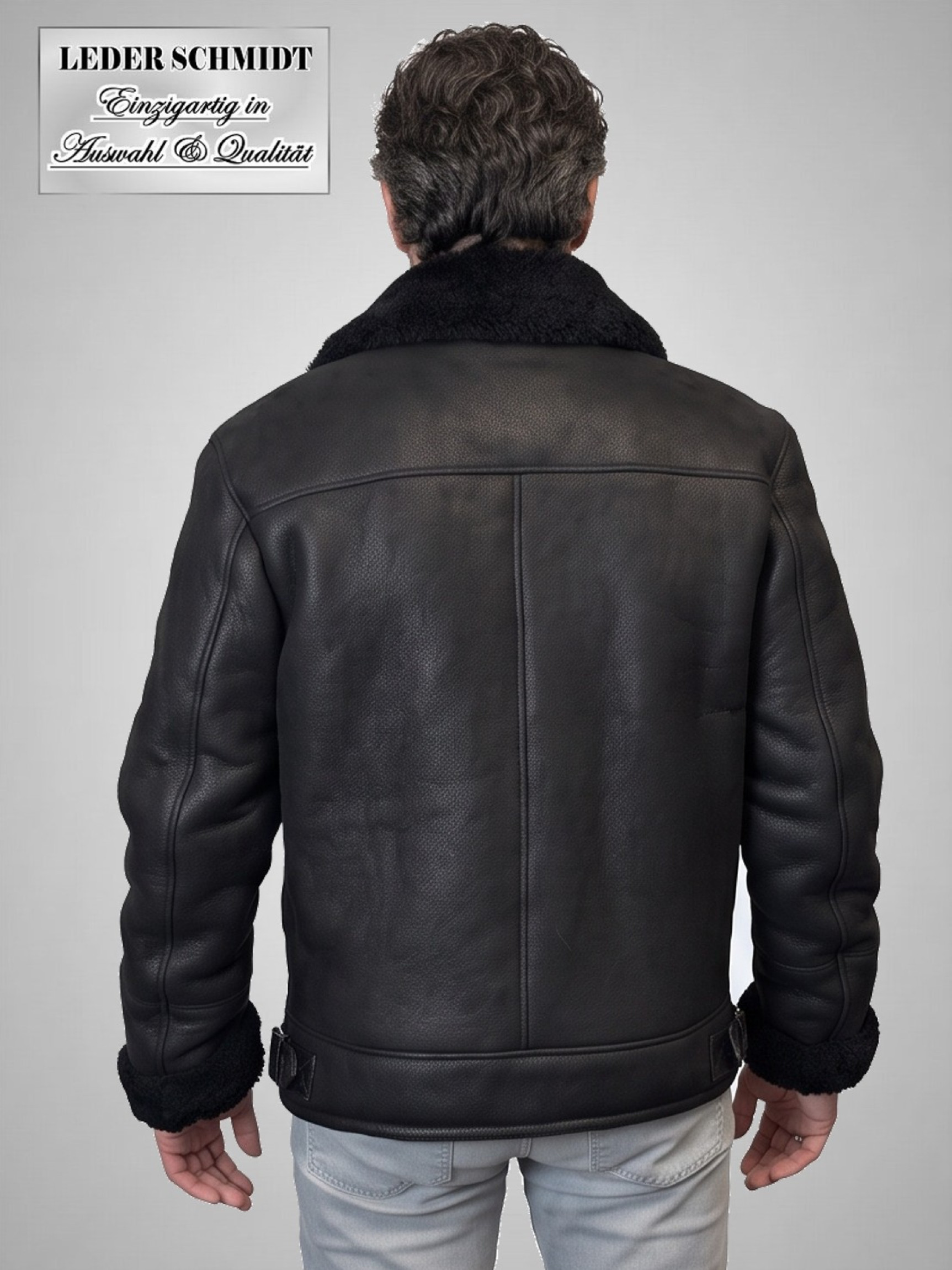 kurze Herren Lammfelljacke schwarz